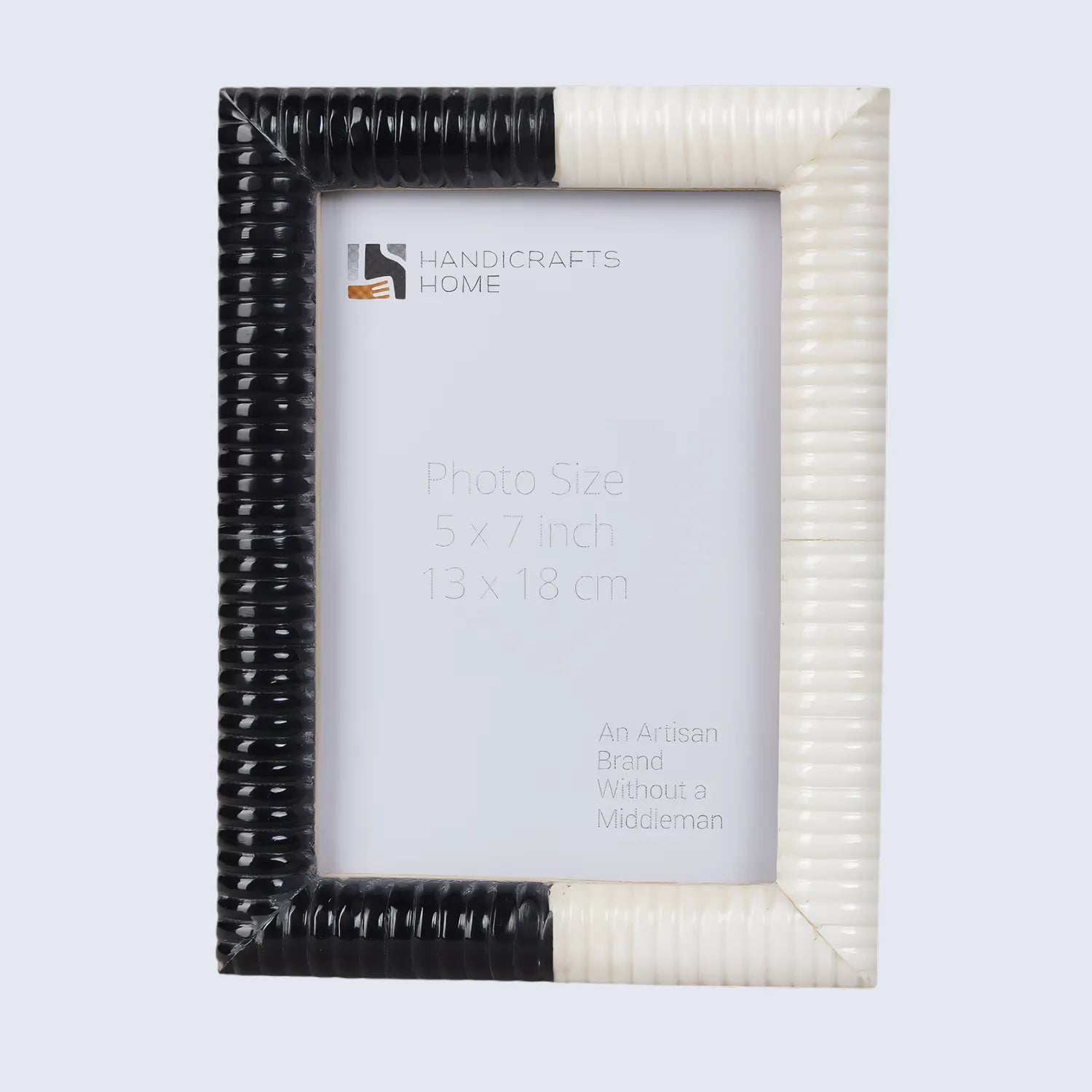 Ridged Black & White Bone & Resin Inlay Picture Frame- 4x6 & 5x7 - Concordia Style Boutique