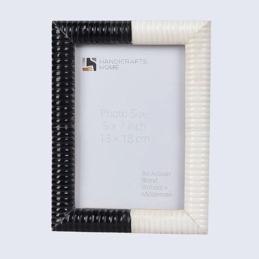 Ridged Black & White Bone & Resin Inlay Picture Frame- 4x6 & 5x7 - Concordia Style Boutique
