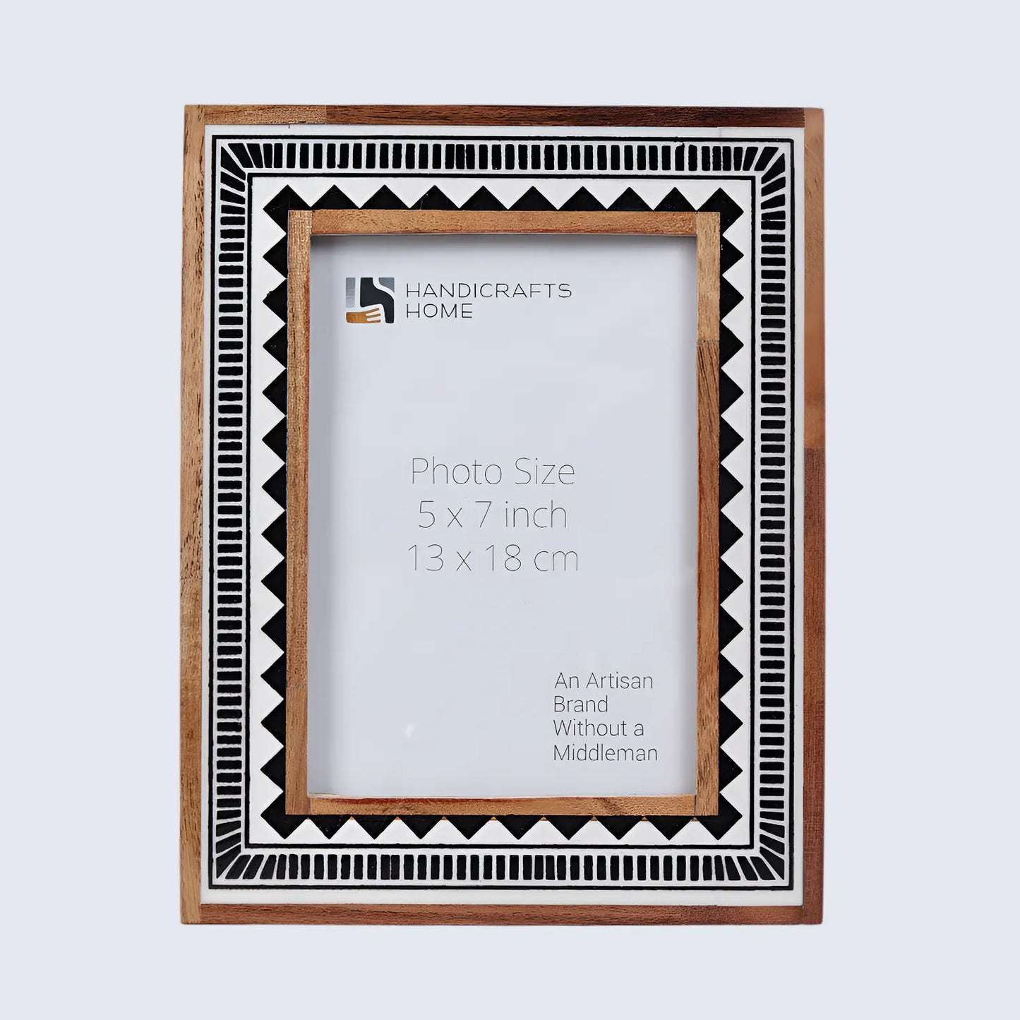 Wood Resin Inlay Handmade Black & White Geometric Picture Frame – 4x6, 5x7 - Concordia Style Boutique