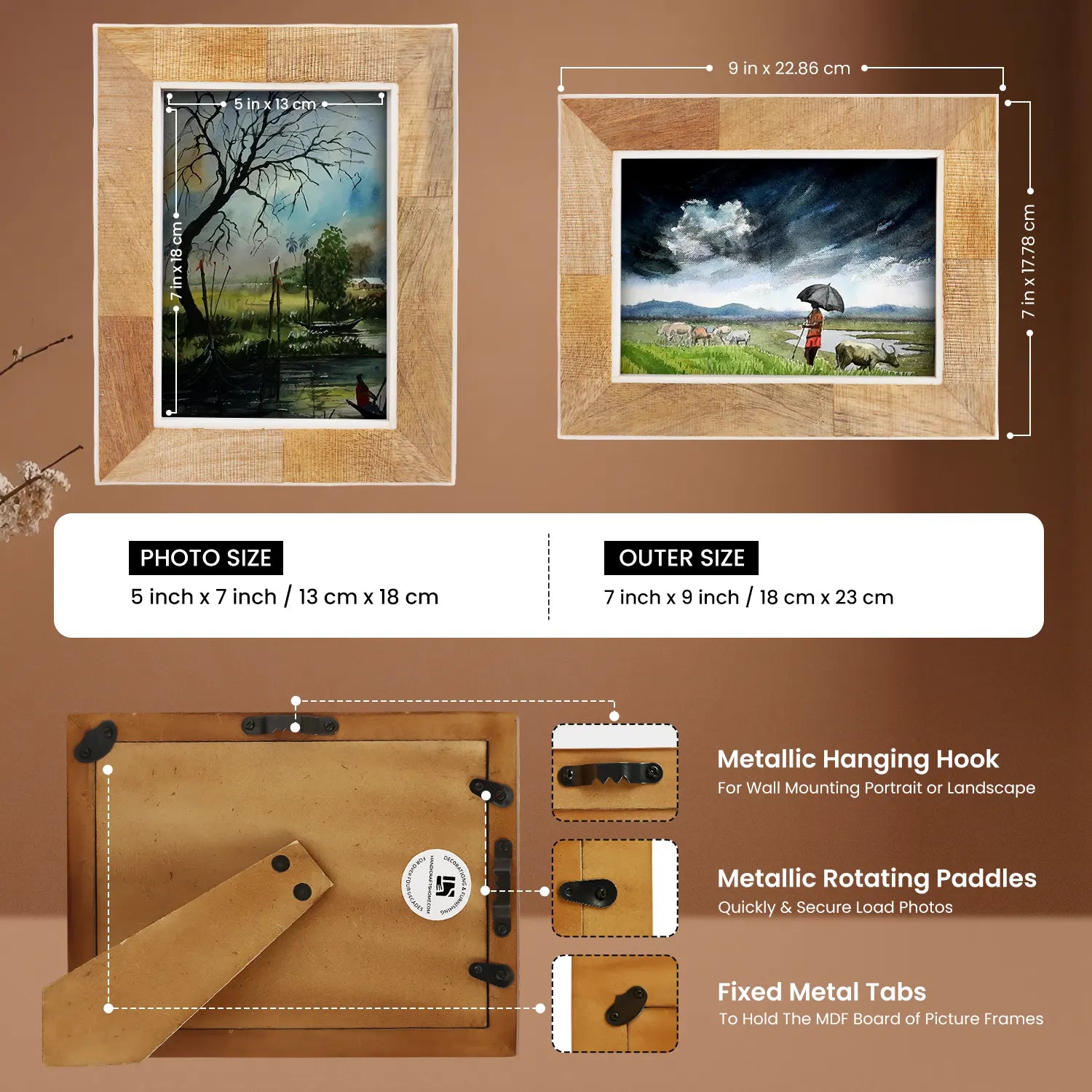 Wood & Bone inlay Wooden Handmade Picture Frame - Concordia Style Boutique