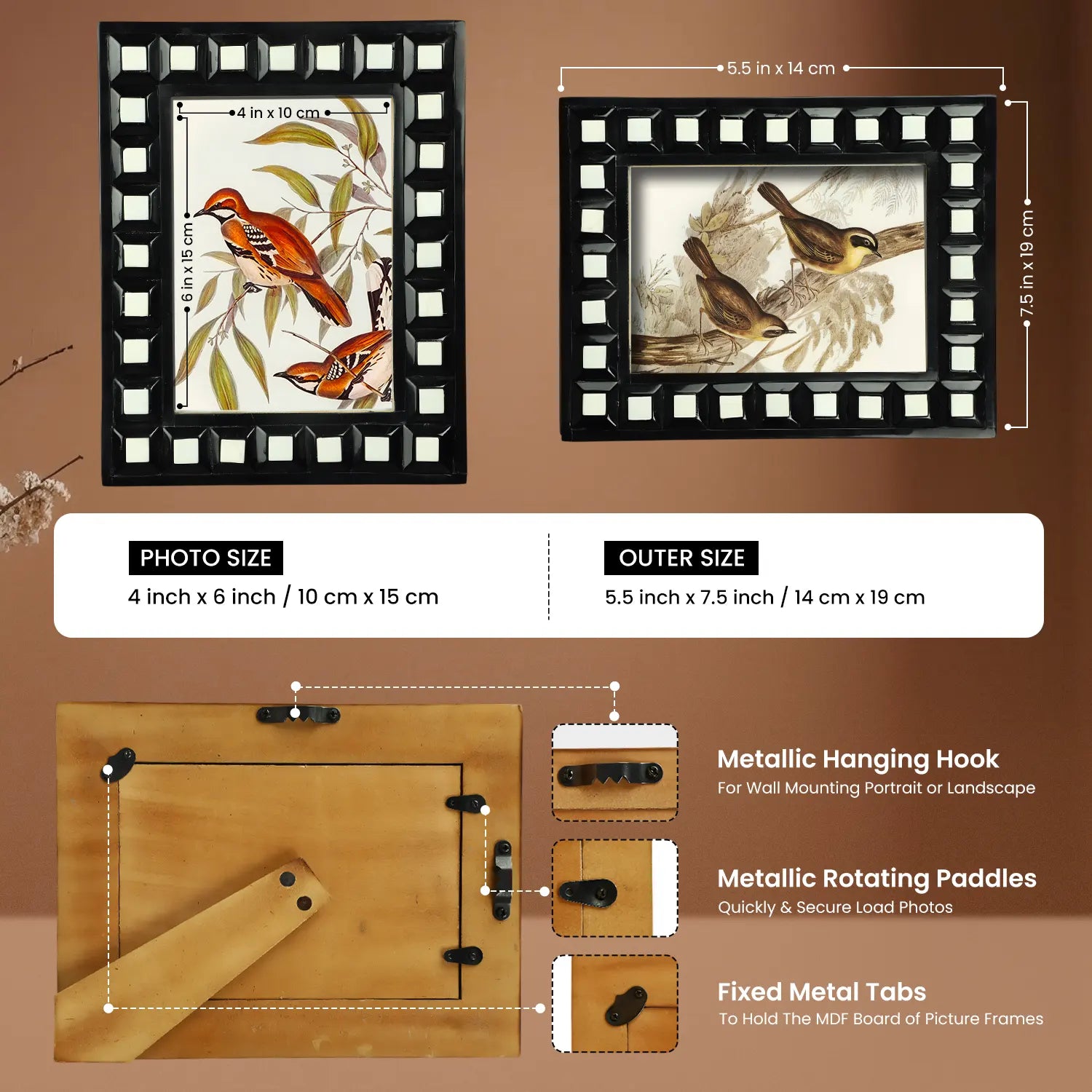 Black & White Square Resin Inlay Photo Frame – 5x7 - Concordia Style Boutique