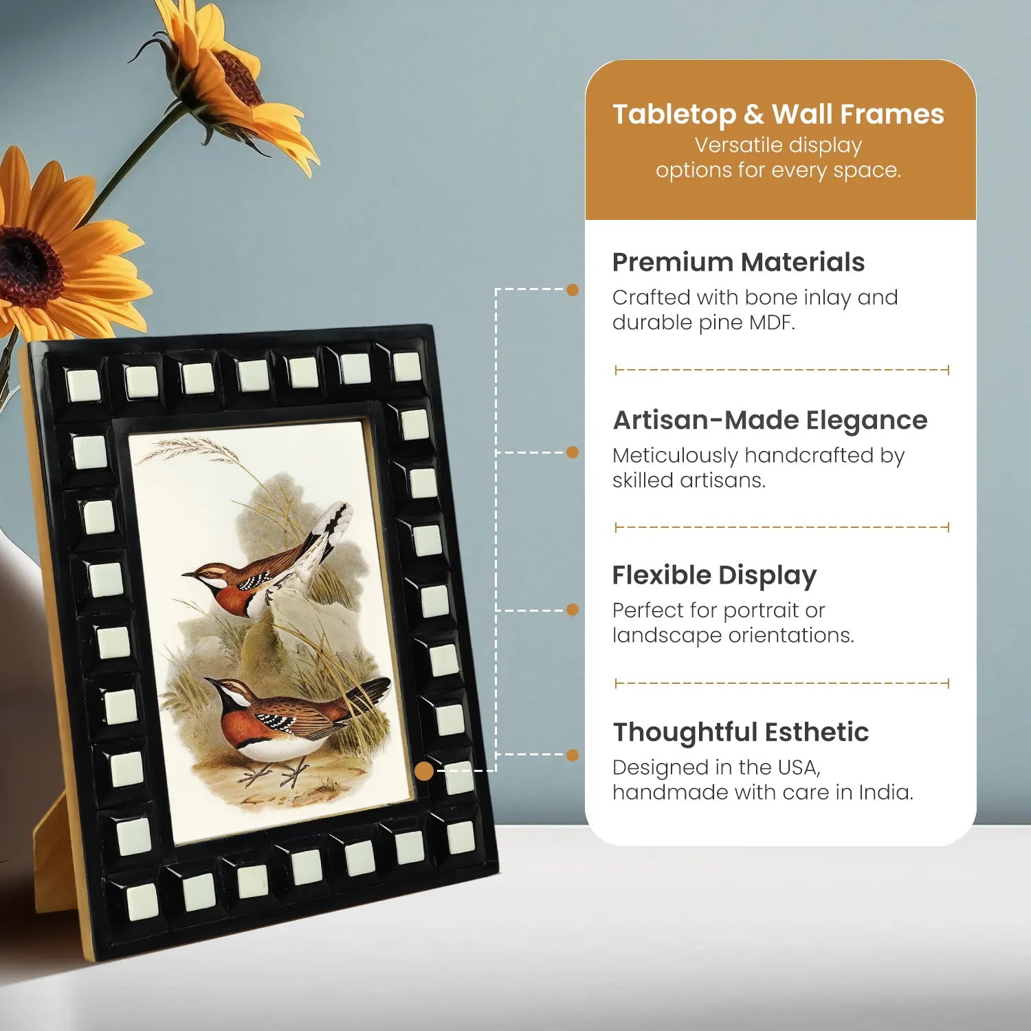 Black & White Square Resin Inlay Photo Frame – 5x7 - Concordia Style Boutique