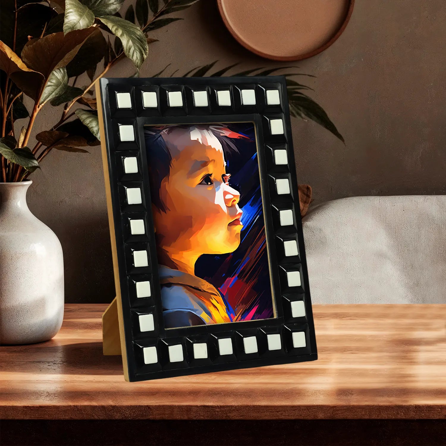 Black & White Square Resin Inlay Photo Frame – 5x7 - Concordia Style Boutique