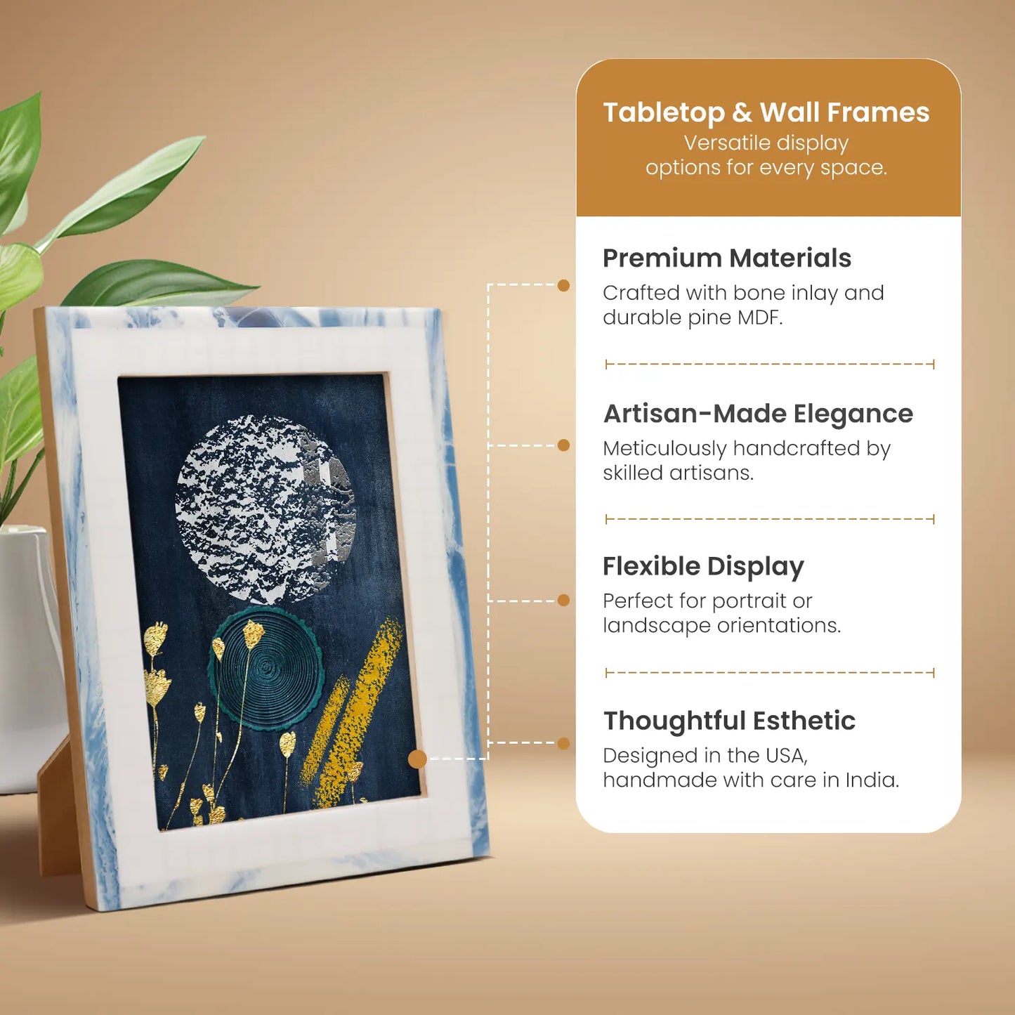 Resin Inlay Marbled pattern White & Blue Picture Frame - Concordia Style Boutique