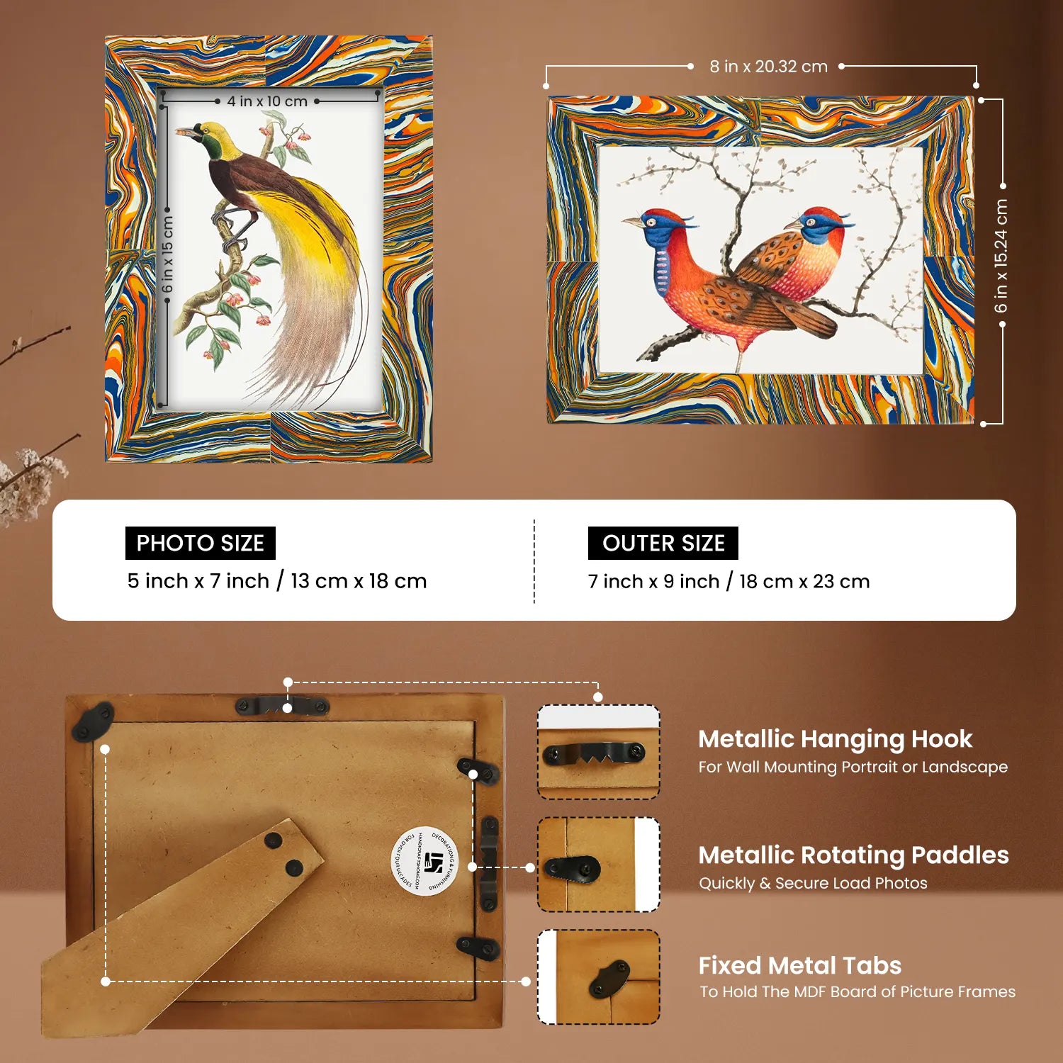 Colorful Paint Splatter Pattern 5x7 Resin Inlay Picture Frame - Concordia Style Boutique