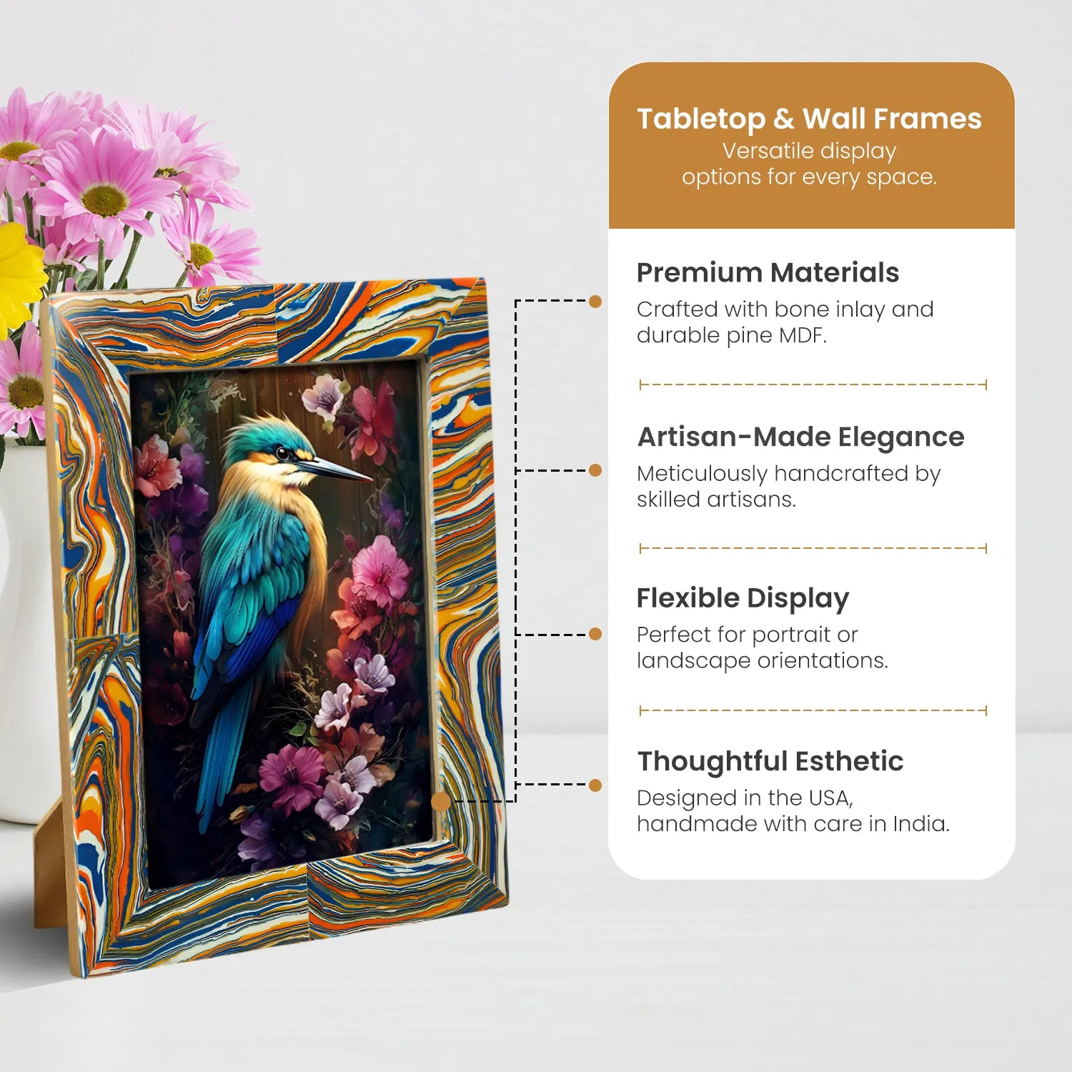 Colorful Paint Splatter Pattern 5x7 Resin Inlay Picture Frame - Concordia Style Boutique