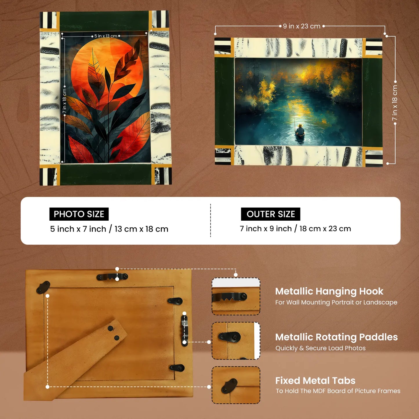 Sea Green Abstract Ink Resin Inlay Picture Frame in 4x6 & 5x7 - Concordia Style Boutique