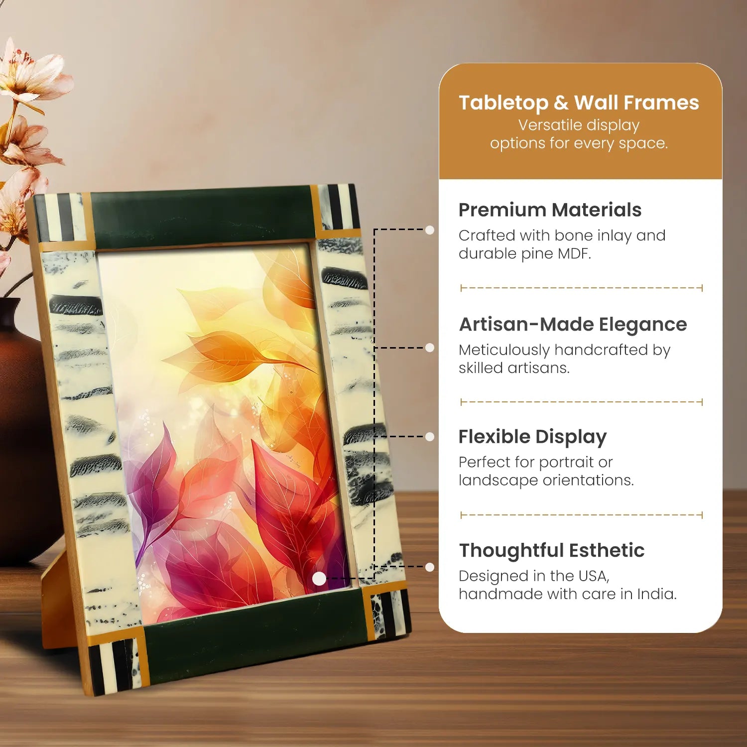 Sea Green Abstract Ink Resin Inlay Picture Frame in 4x6 & 5x7 - Concordia Style Boutique