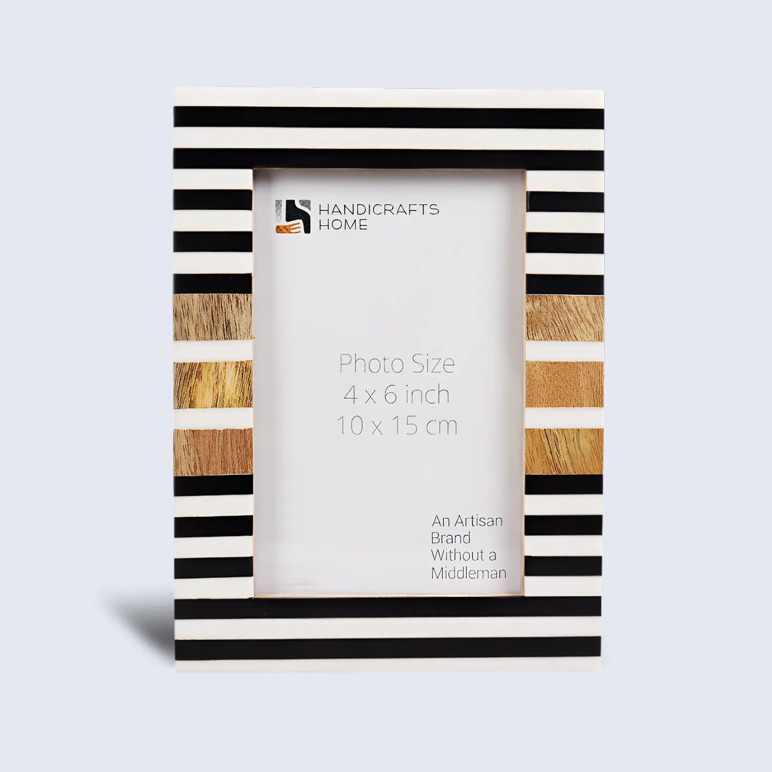 Wood & Resin Inlay Striped Picture Frame, Black & White - Concordia Style Boutique