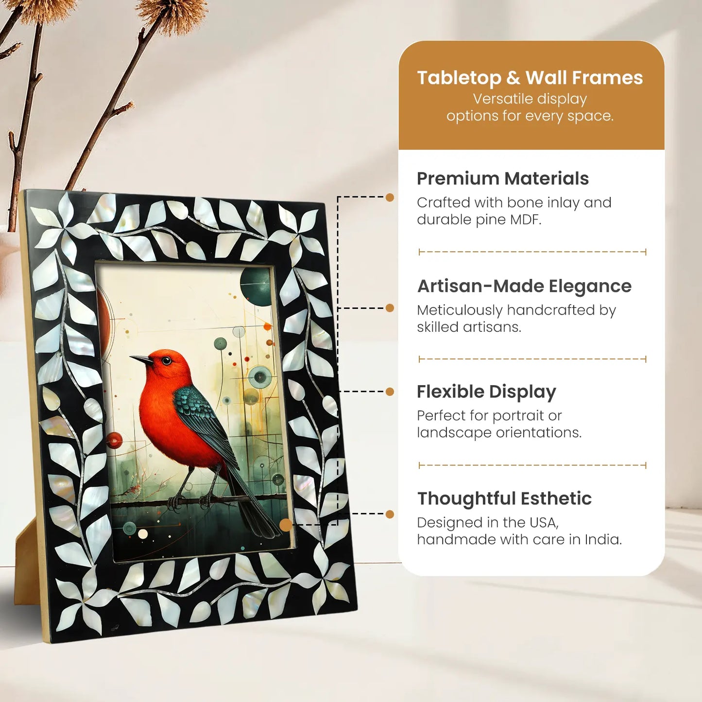 Alhambra Negra Mother of Pearl & Resin Inlay Picture Frame - 5x7 - Concordia Style Boutique