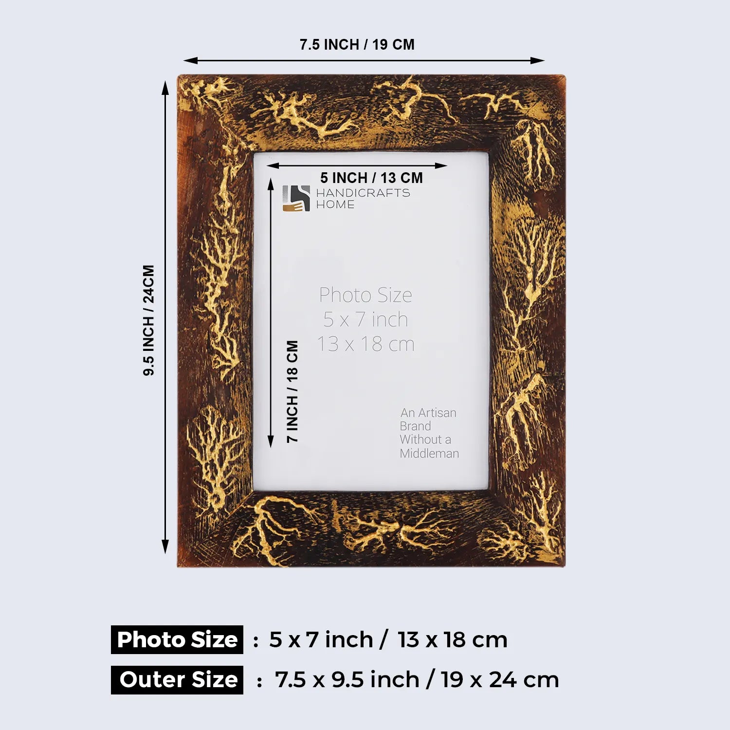 Picture Frames Roots & Stem Pattern Wooden Collection in 5x7 - Concordia Style Boutique