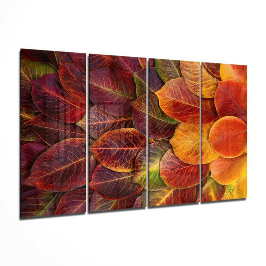 Autumn Leaves 4 Pieces Mega Glass Wall Art (59"x36")