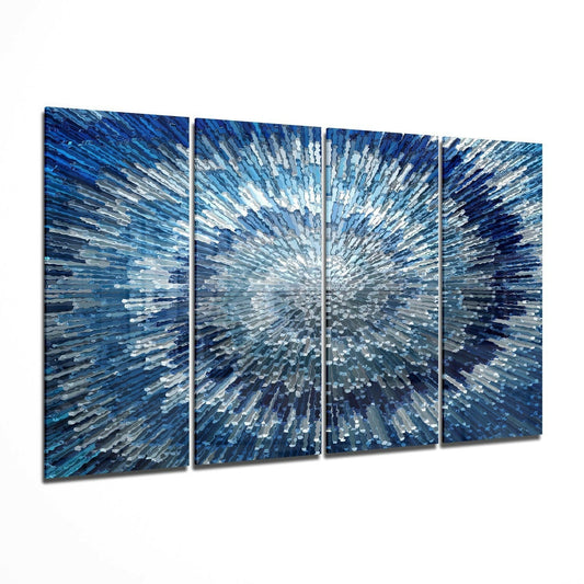 Blue Spiral 4 Pieces Mega Glass Wall Art (59"x36")