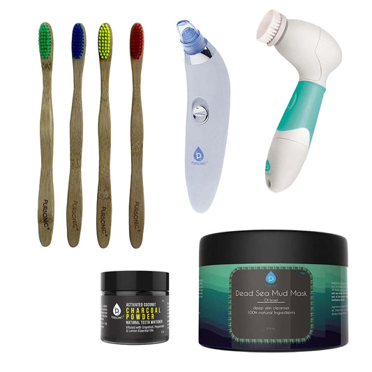 Pursonic Daily Detox Set - Pore Vacuum, Bamboo Toothbrushes, Charcoal Powder, Facial & Body Brush, and Dead Sea Mud Mask - Concordia Style Boutique