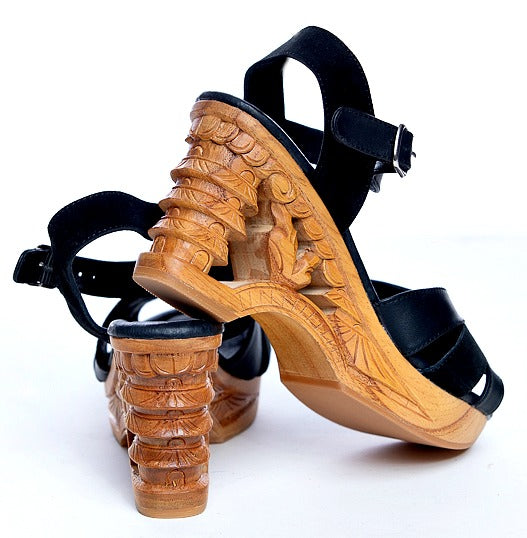 the Pagoda - in Black Suede and Leather - Concordia Style Boutique