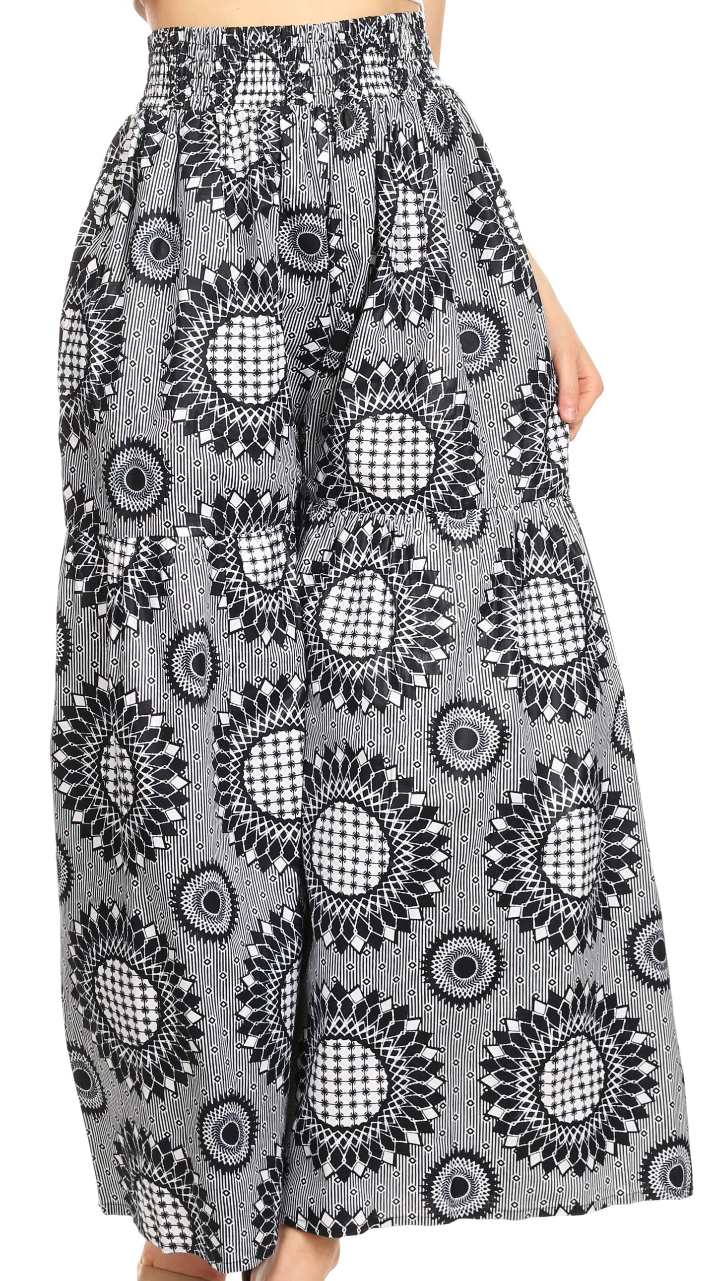 Sakkas Esme Women's African Ankara Flared Wide Leg Palazzo Pants with Pockets - Concordia Style Boutique