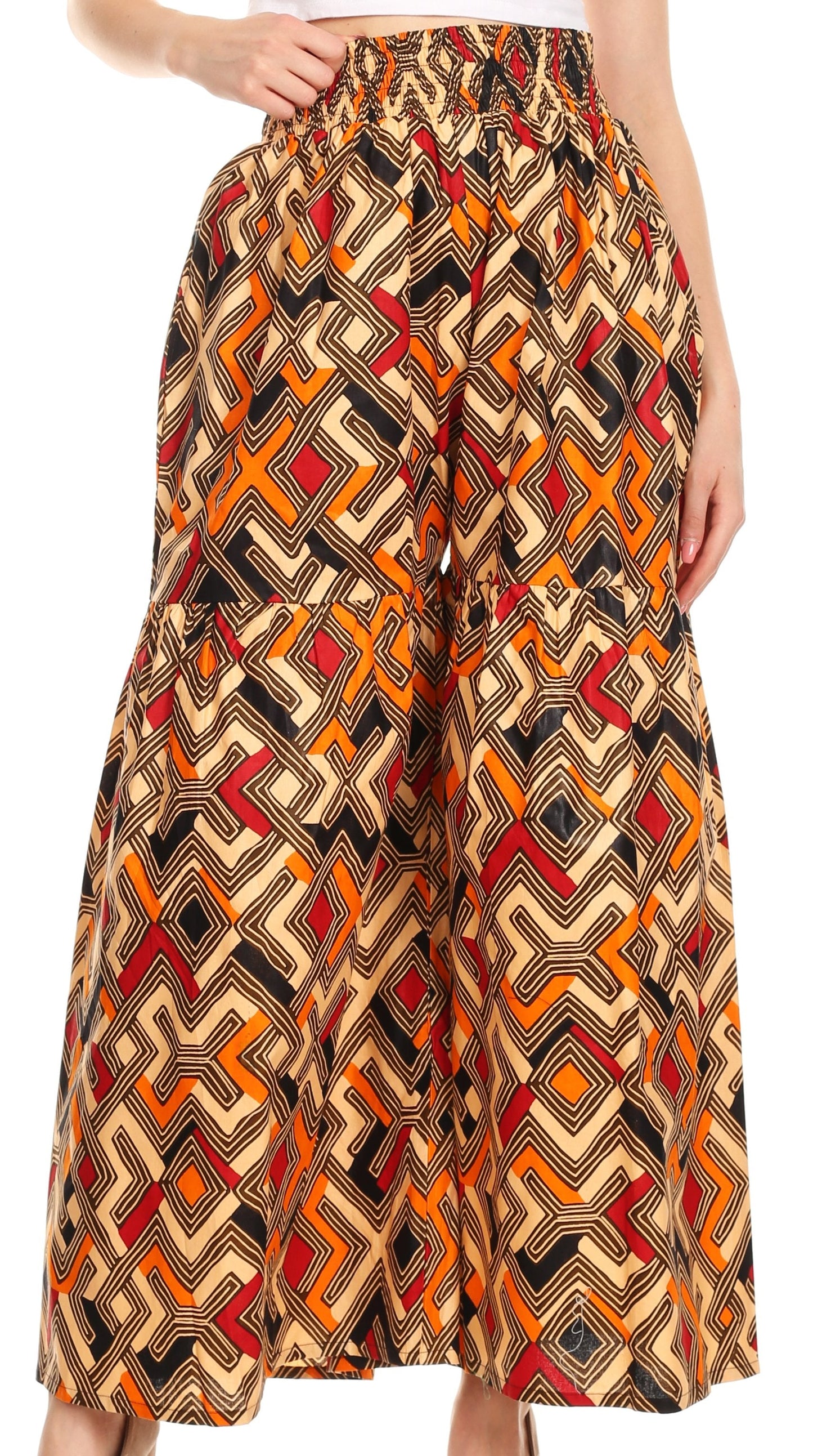 Sakkas Esme Women's African Ankara Flared Wide Leg Palazzo Pants with Pockets - Concordia Style Boutique