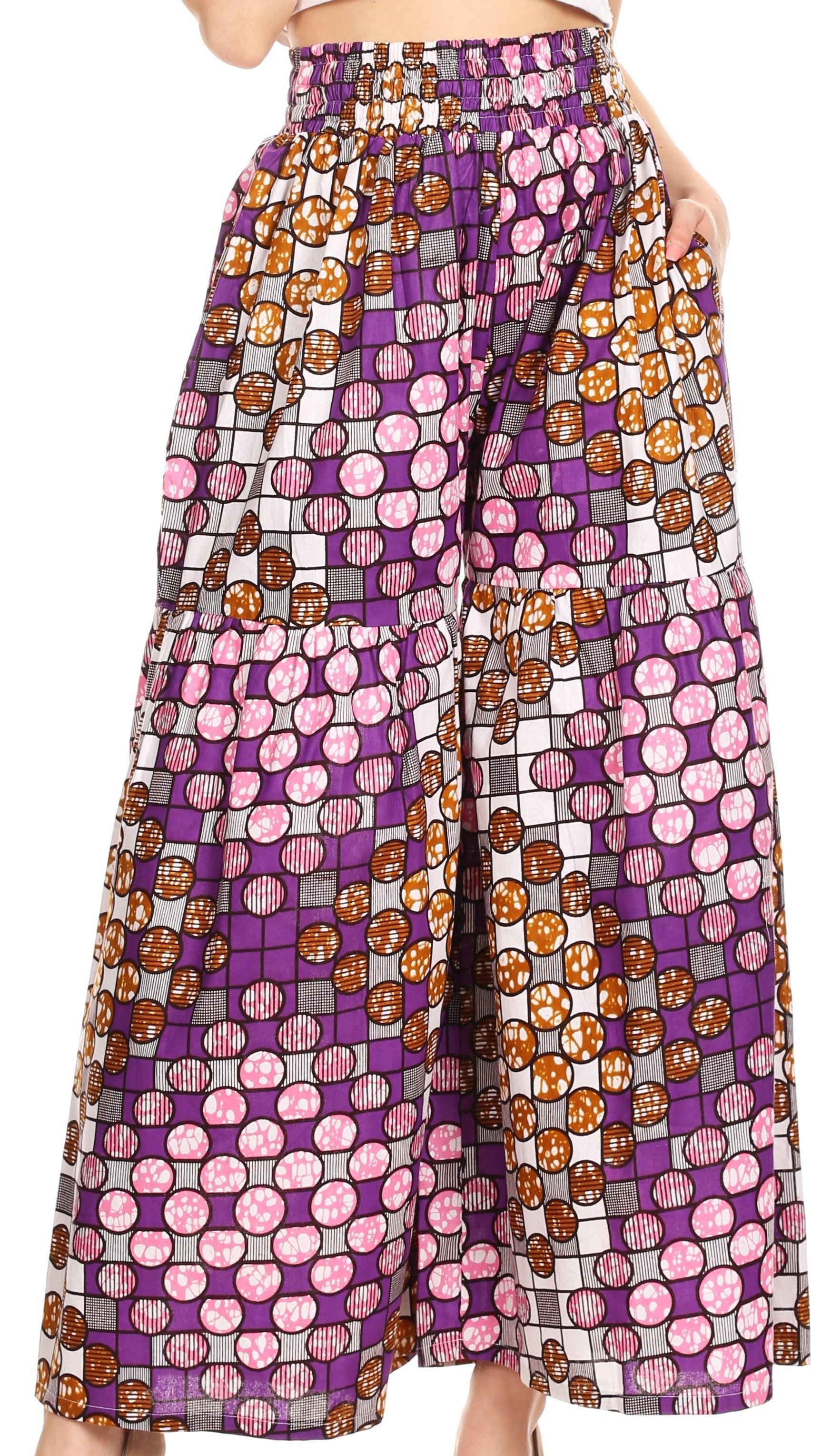 Sakkas Esme Women's African Ankara Flared Wide Leg Palazzo Pants with Pockets - Concordia Style Boutique