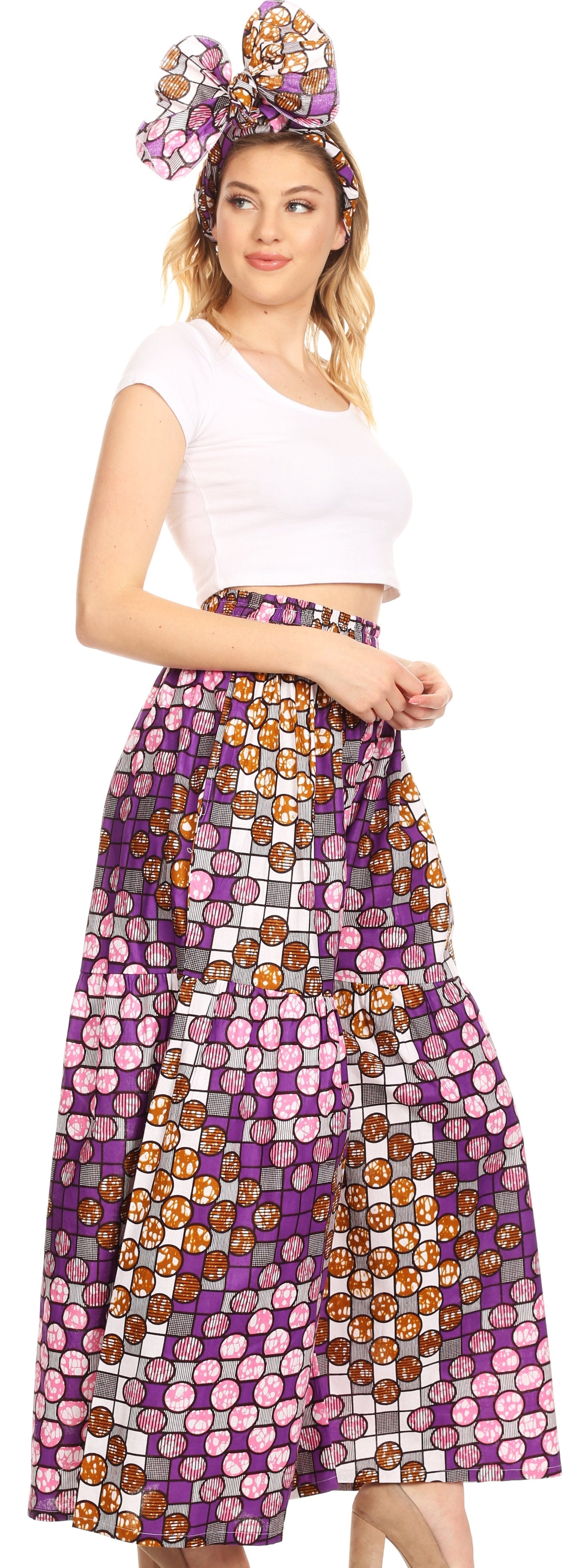Sakkas Esme Women's African Ankara Flared Wide Leg Palazzo Pants with Pockets - Concordia Style Boutique