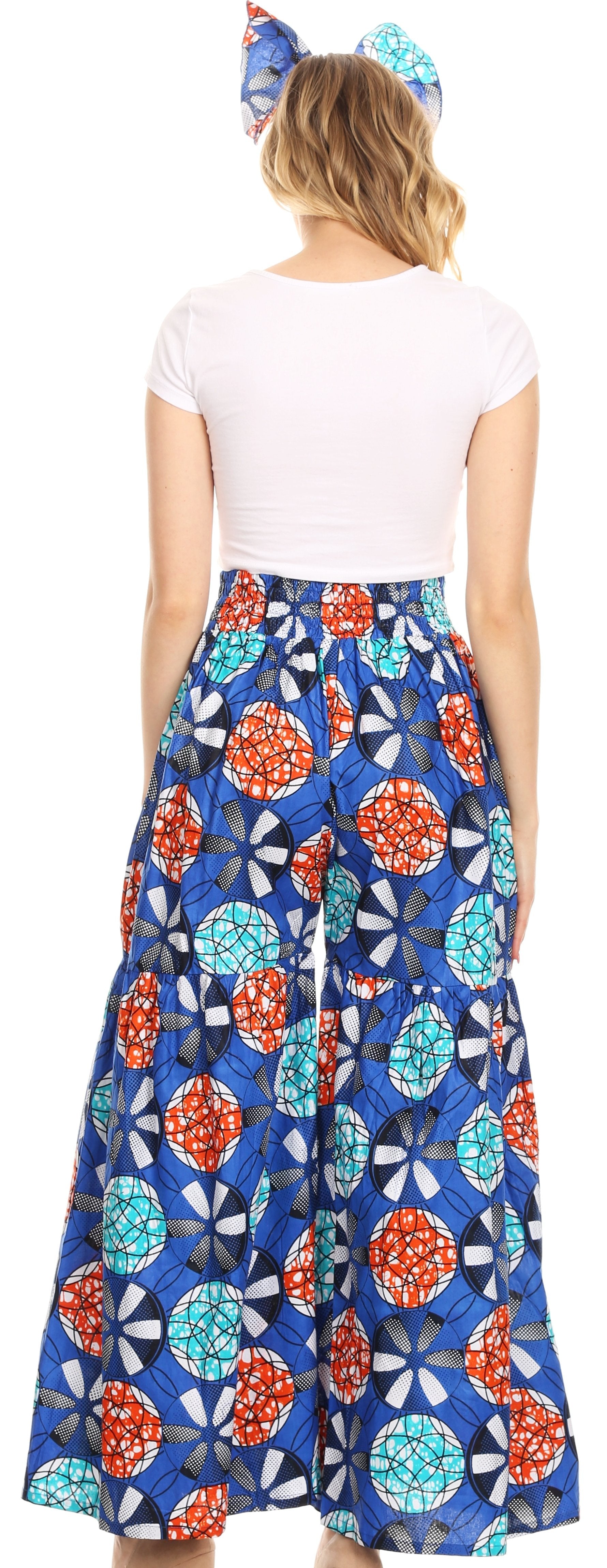 Sakkas Esme Women's African Ankara Flared Wide Leg Palazzo Pants with Pockets - Concordia Style Boutique