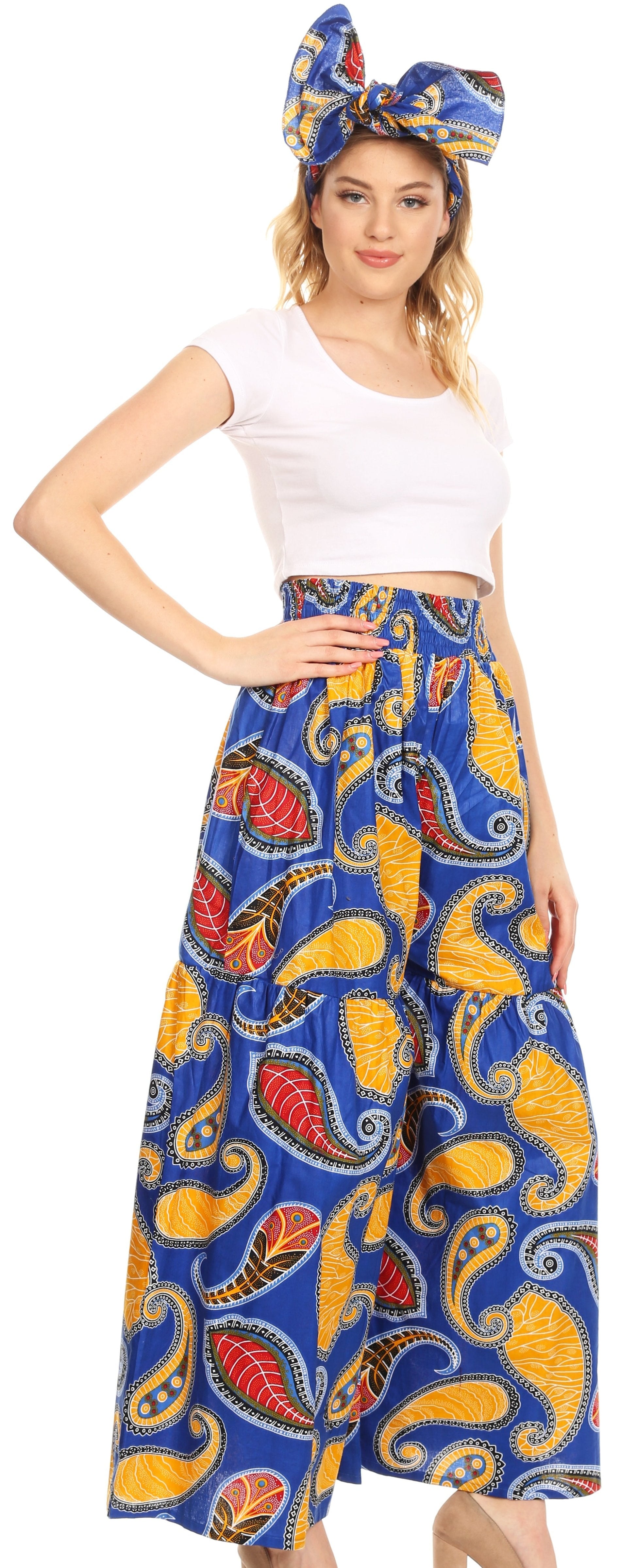 Sakkas Esme Women's African Ankara Flared Wide Leg Palazzo Pants with Pockets - Concordia Style Boutique