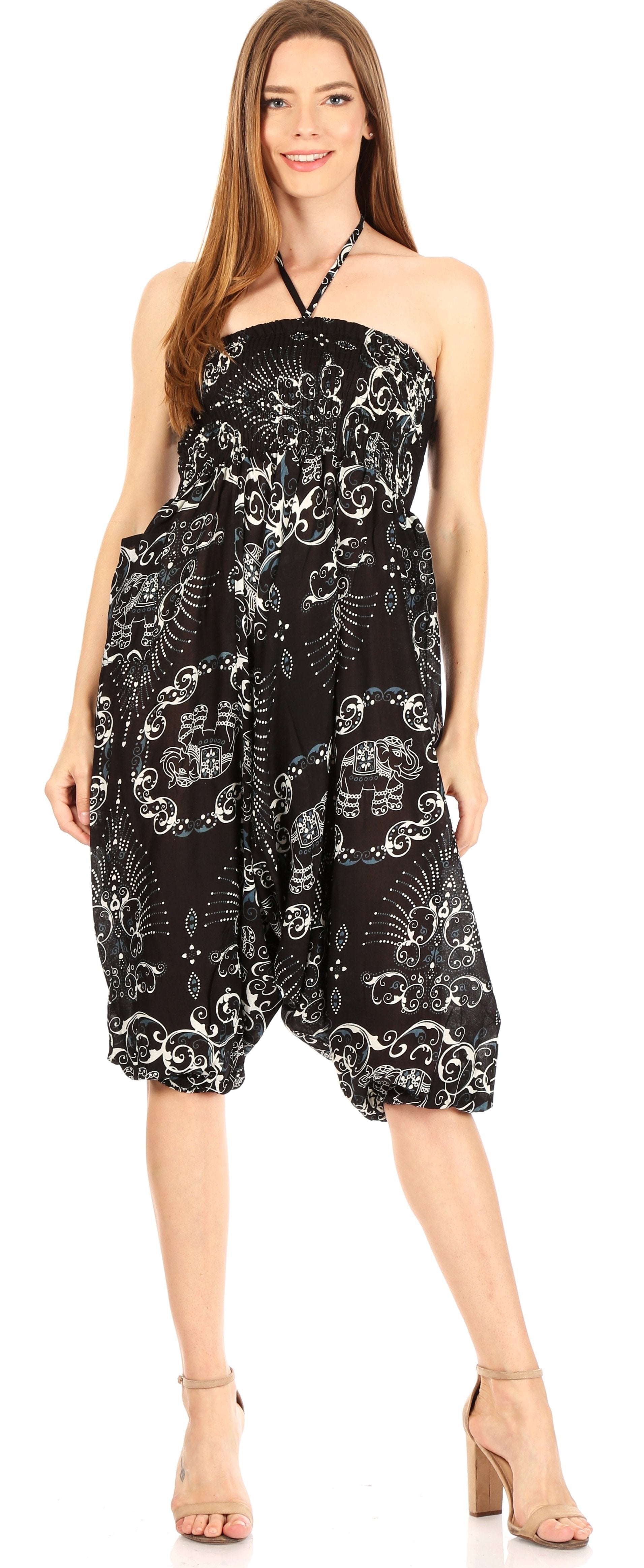Sakkas Valdis Women's Boho Harem Loose Baggy Jumpsuit Pants Elephant Smock Elastic - Concordia Style Boutique