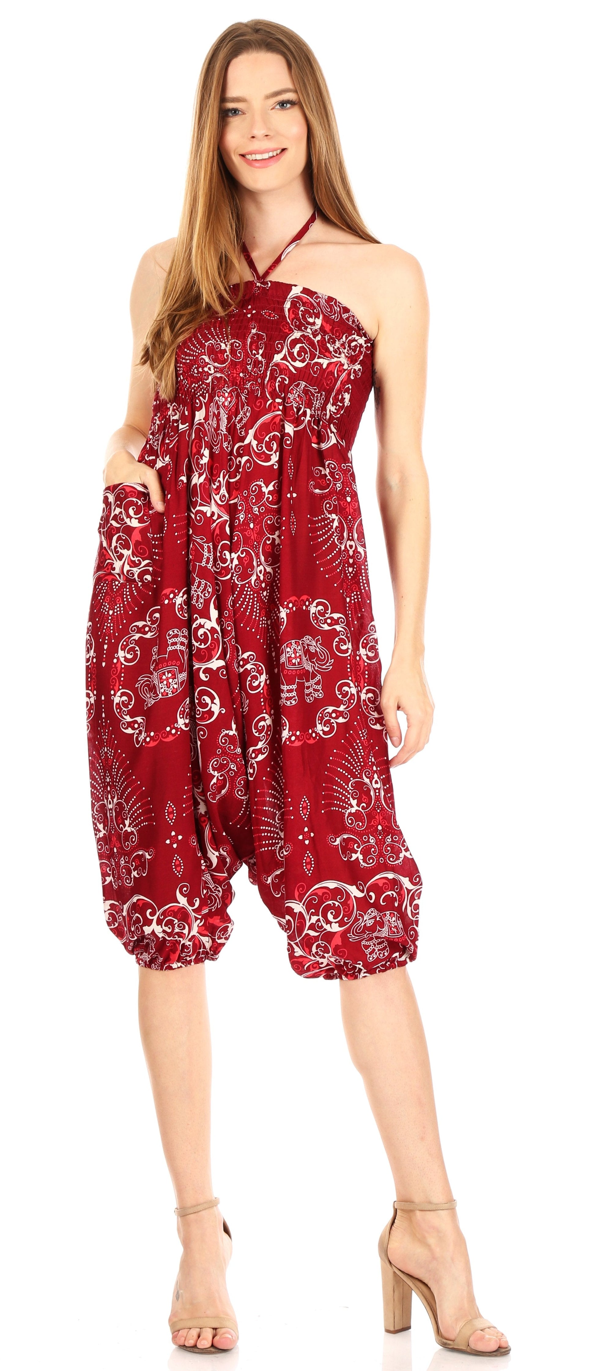 Sakkas Valdis Women's Boho Harem Loose Baggy Jumpsuit Pants Elephant Smock Elastic - Concordia Style Boutique