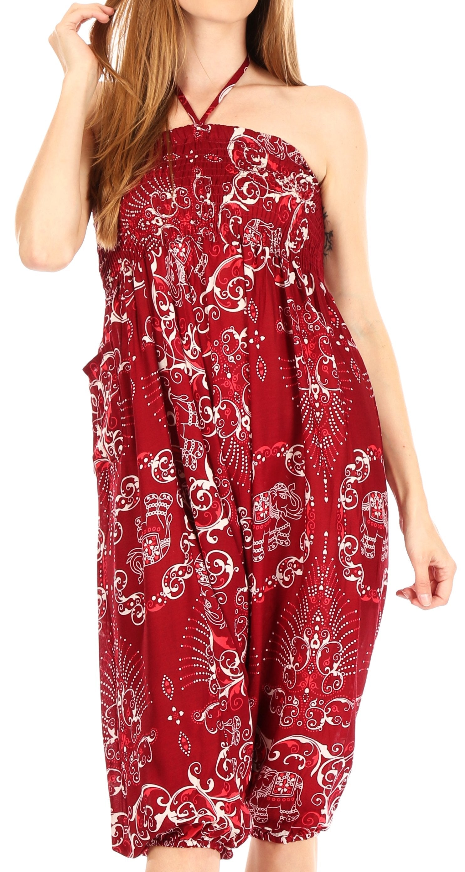 Sakkas Valdis Women's Boho Harem Loose Baggy Jumpsuit Pants Elephant Smock Elastic - Concordia Style Boutique