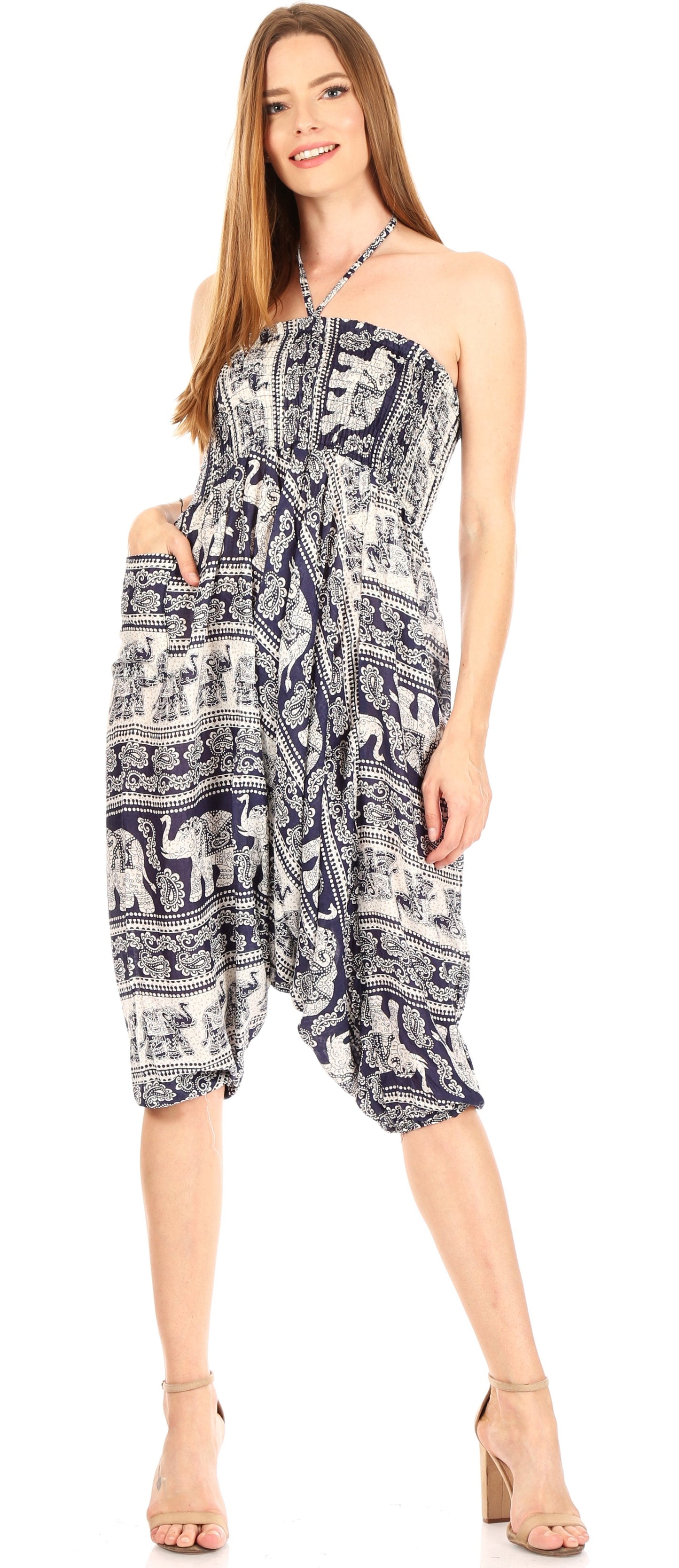 Sakkas Valdis Women's Boho Harem Loose Baggy Jumpsuit Pants Elephant Smock Elastic - Concordia Style Boutique