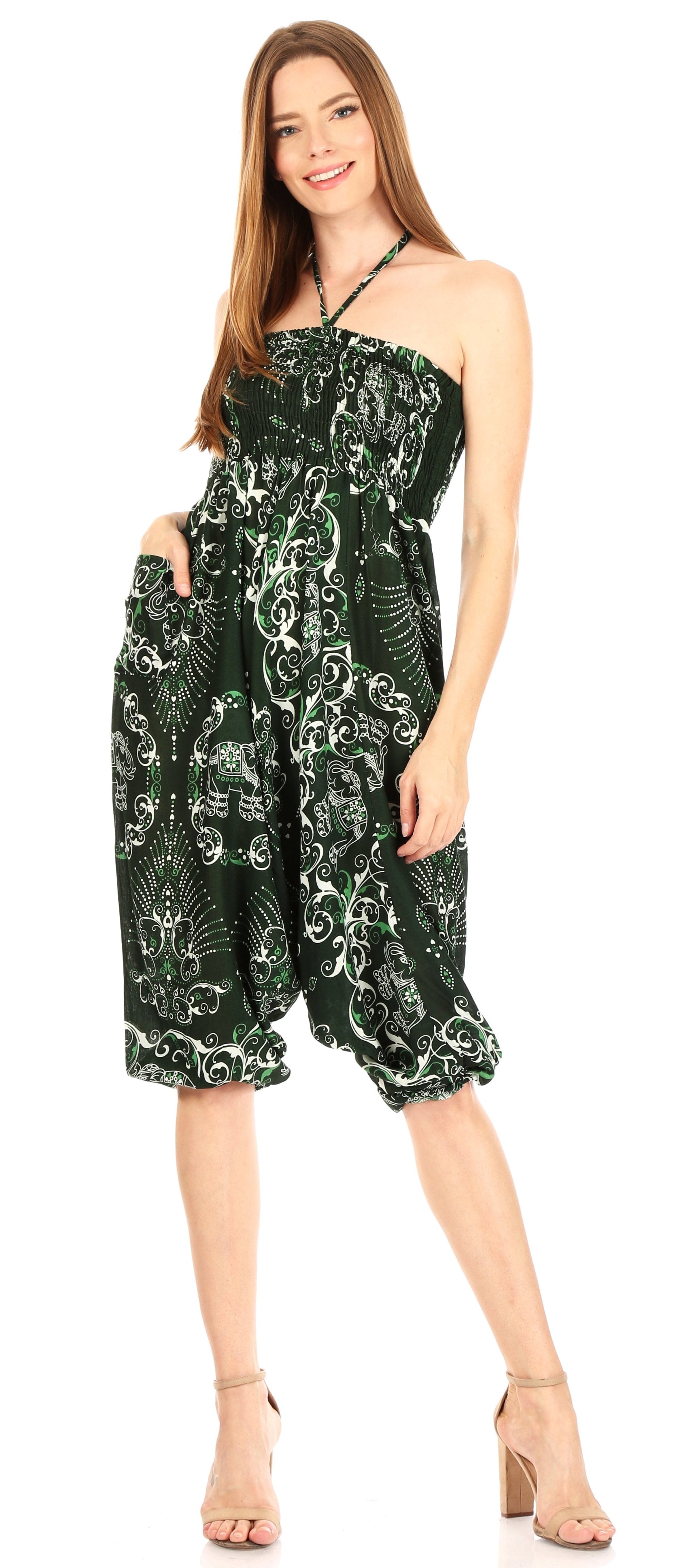Sakkas Valdis Women's Boho Harem Loose Baggy Jumpsuit Pants Elephant Smock Elastic - Concordia Style Boutique