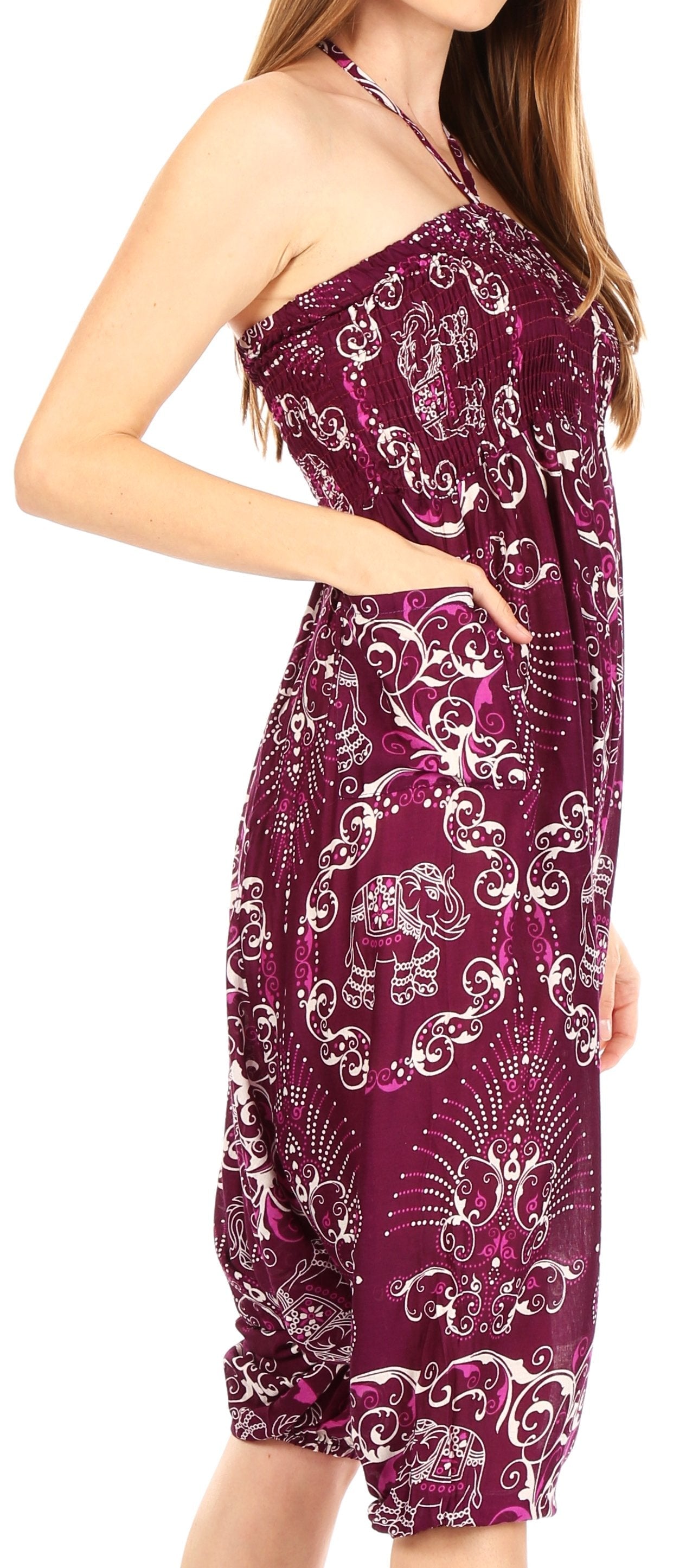 Sakkas Valdis Women's Boho Harem Loose Baggy Jumpsuit Pants Elephant Smock Elastic - Concordia Style Boutique