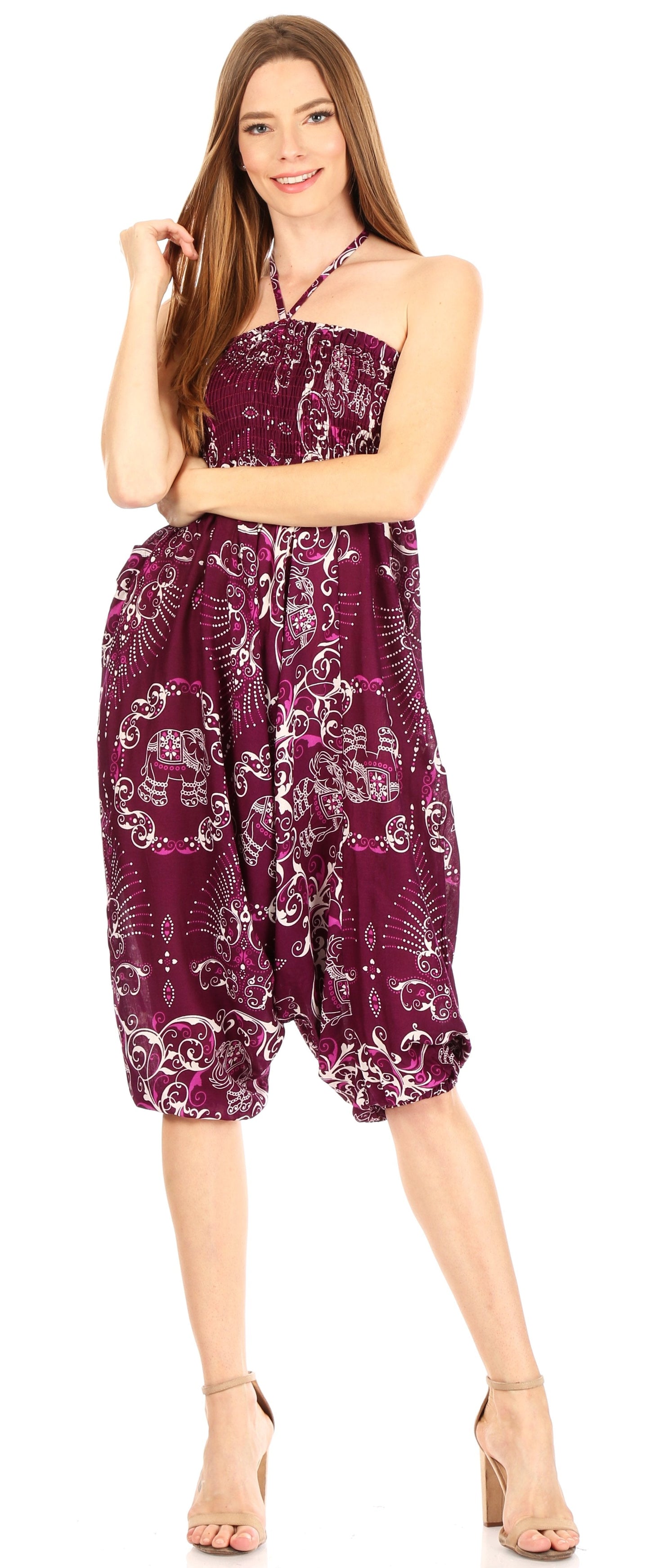 Sakkas Valdis Women's Boho Harem Loose Baggy Jumpsuit Pants Elephant Smock Elastic - Concordia Style Boutique