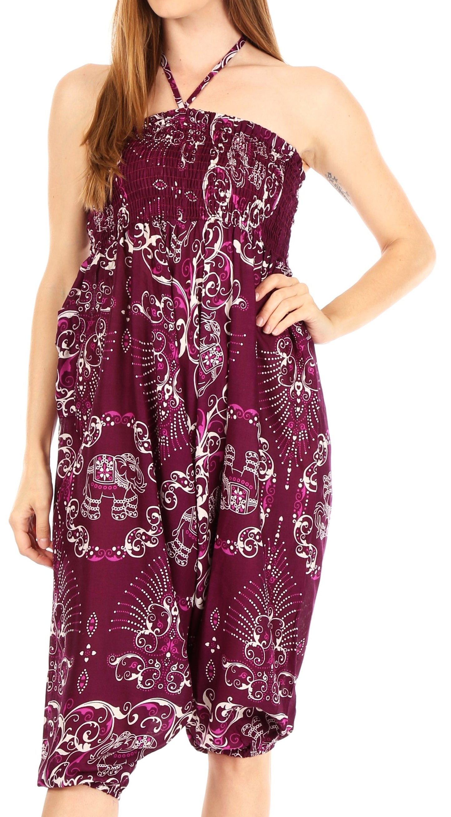 Sakkas Valdis Women's Boho Harem Loose Baggy Jumpsuit Pants Elephant Smock Elastic - Concordia Style Boutique