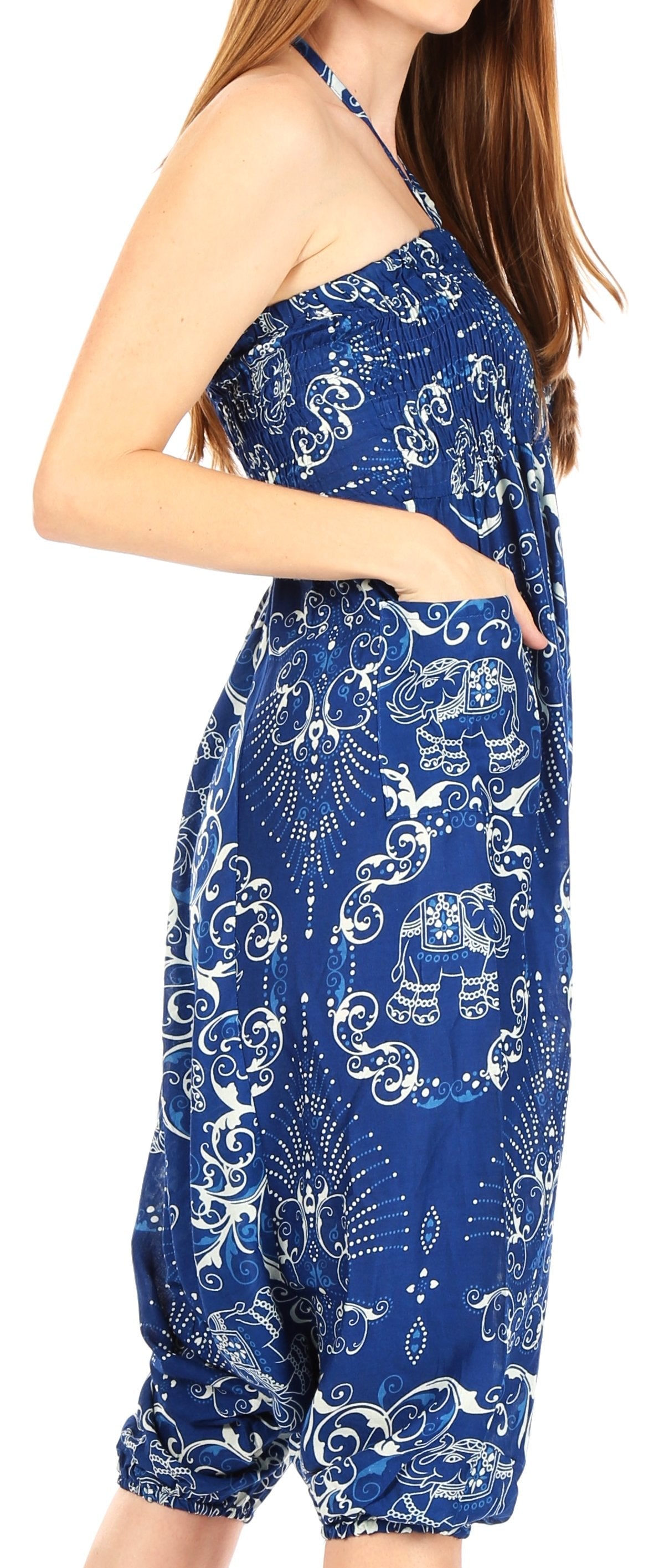 Sakkas Valdis Women's Boho Harem Loose Baggy Jumpsuit Pants Elephant Smock Elastic - Concordia Style Boutique
