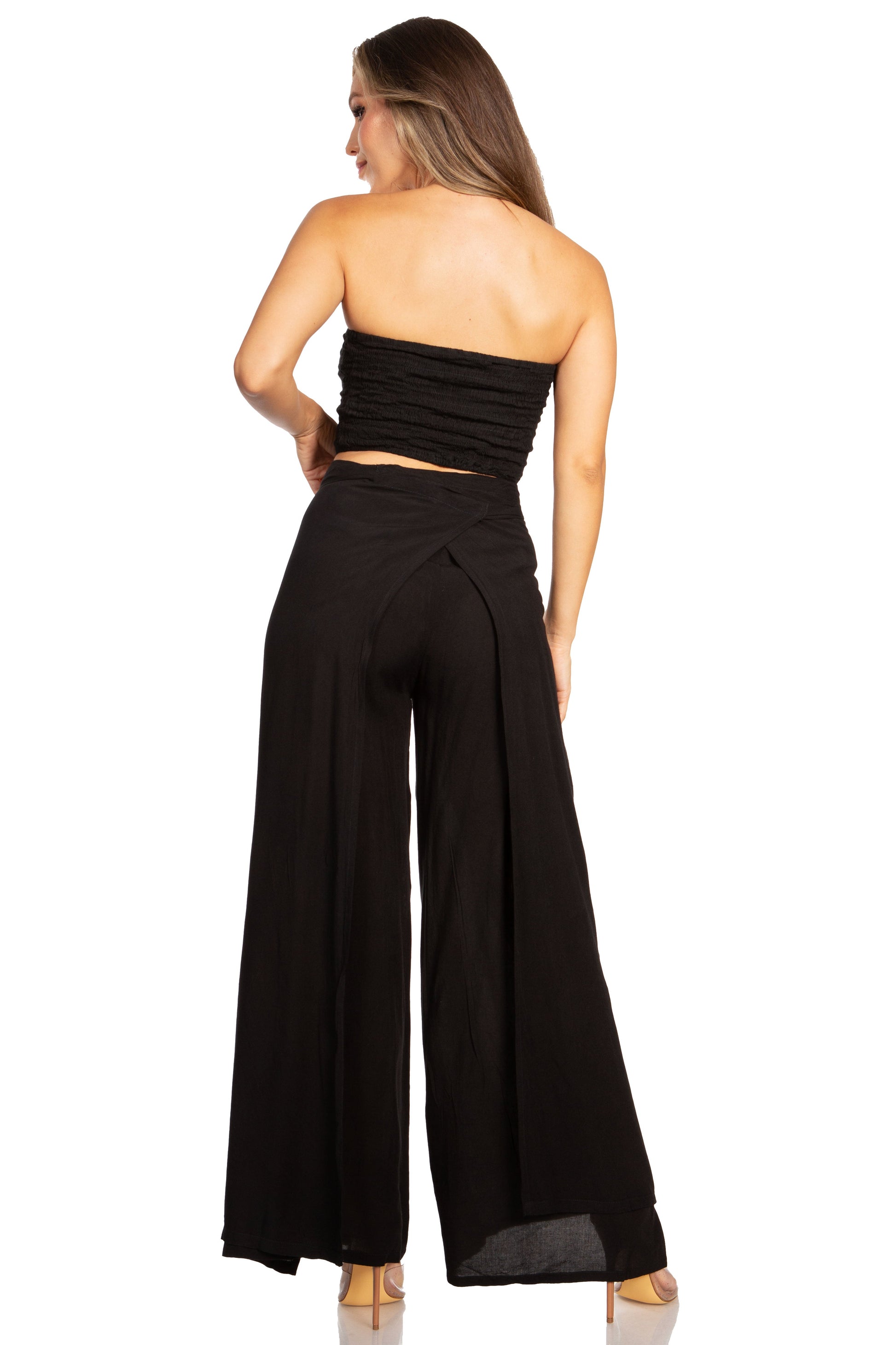 Sakkas Samantha Women's Bandeau Tube Top & Wide leg Gaucho Pants Set Palazzo Boho - Concordia Style Boutique
