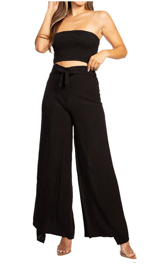 Sakkas Samantha Women's Bandeau Tube Top & Wide leg Gaucho Pants Set Palazzo Boho - Concordia Style Boutique