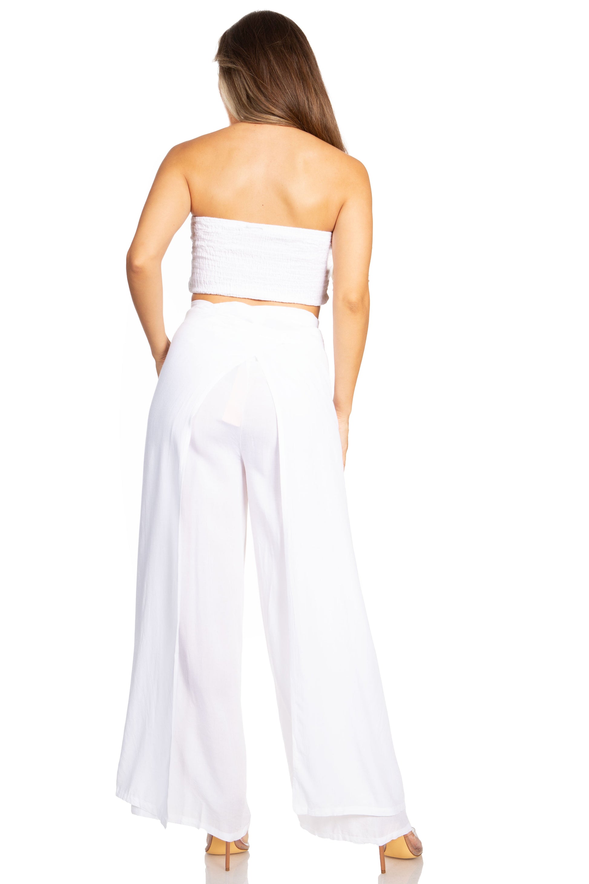 Sakkas Samantha Women's Bandeau Tube Top & Wide leg Gaucho Pants Set Palazzo Boho - Concordia Style Boutique