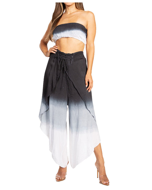 Sakkas Vanessa Women's Bandeau Tube Top & Wide leg Gaucho Pants Set Palazzo Boho - Concordia Style Boutique
