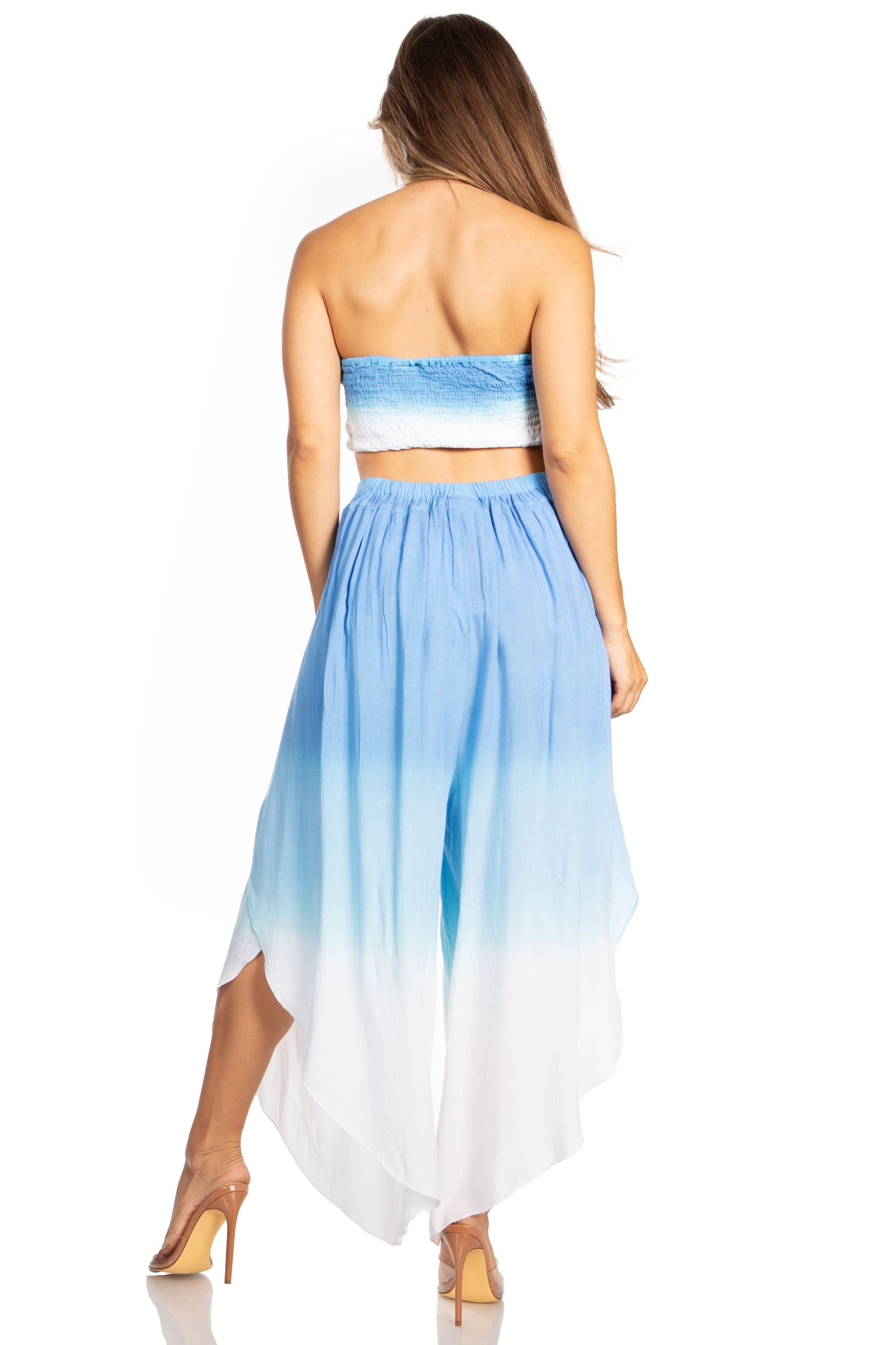 Sakkas Vanessa Women's Bandeau Tube Top & Wide leg Gaucho Pants Set Palazzo Boho - Concordia Style Boutique