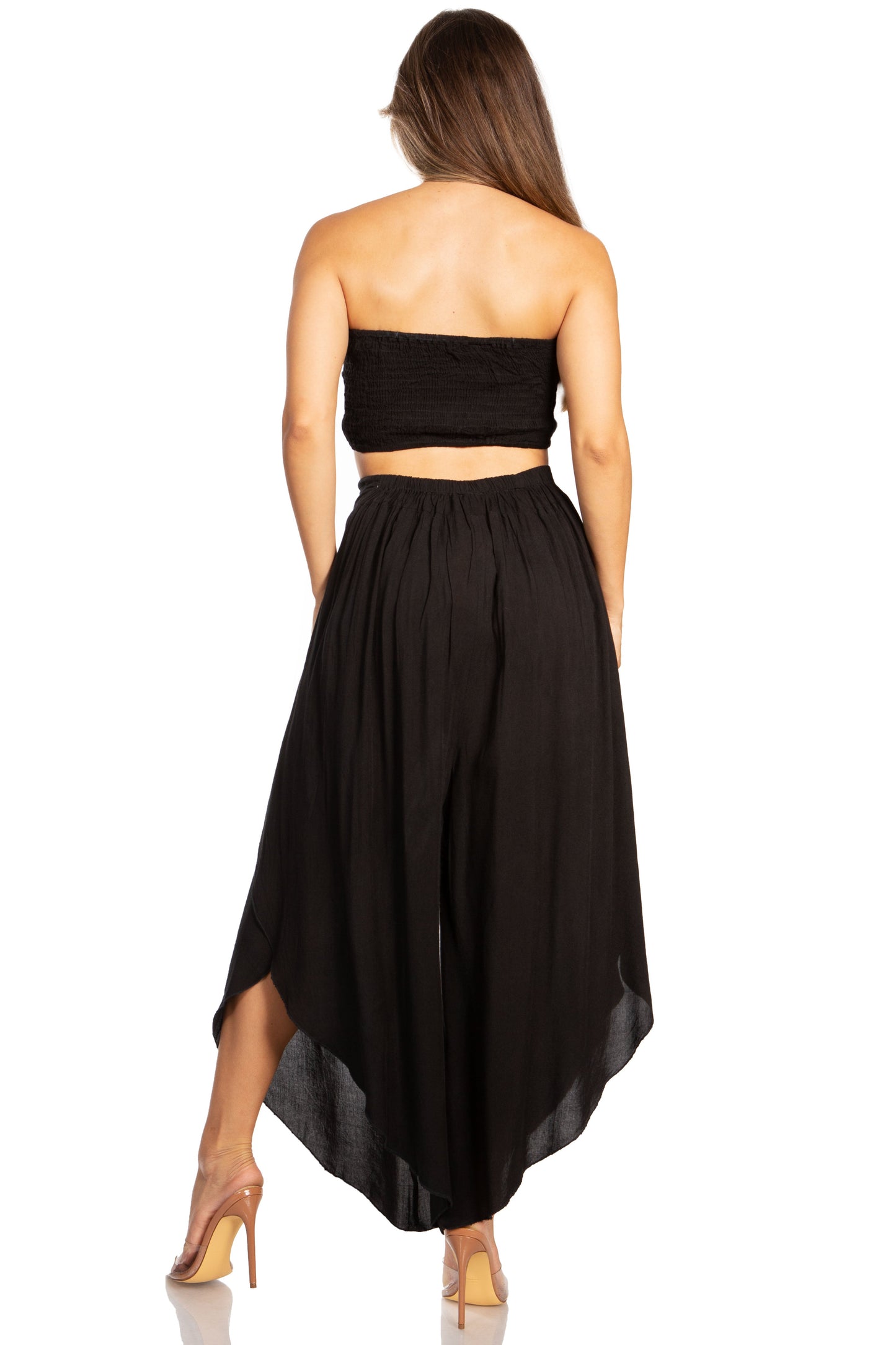 Sakkas Vanessa Women's Bandeau Tube Top & Wide leg Gaucho Pants Set Palazzo Boho - Concordia Style Boutique