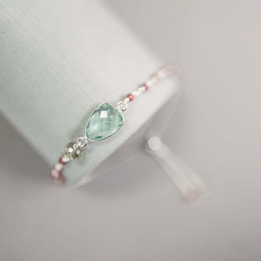 Green Amethyst Adjustable Silver Gemstone Bracelet