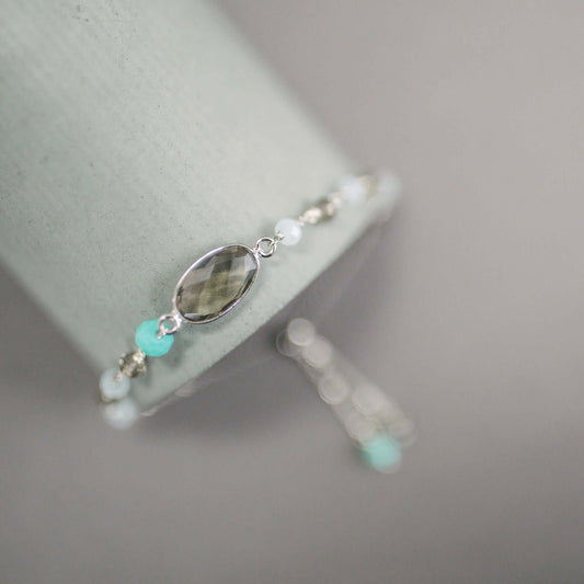 Smoky Quartz Adjustable Silver Gemstone Bracelet