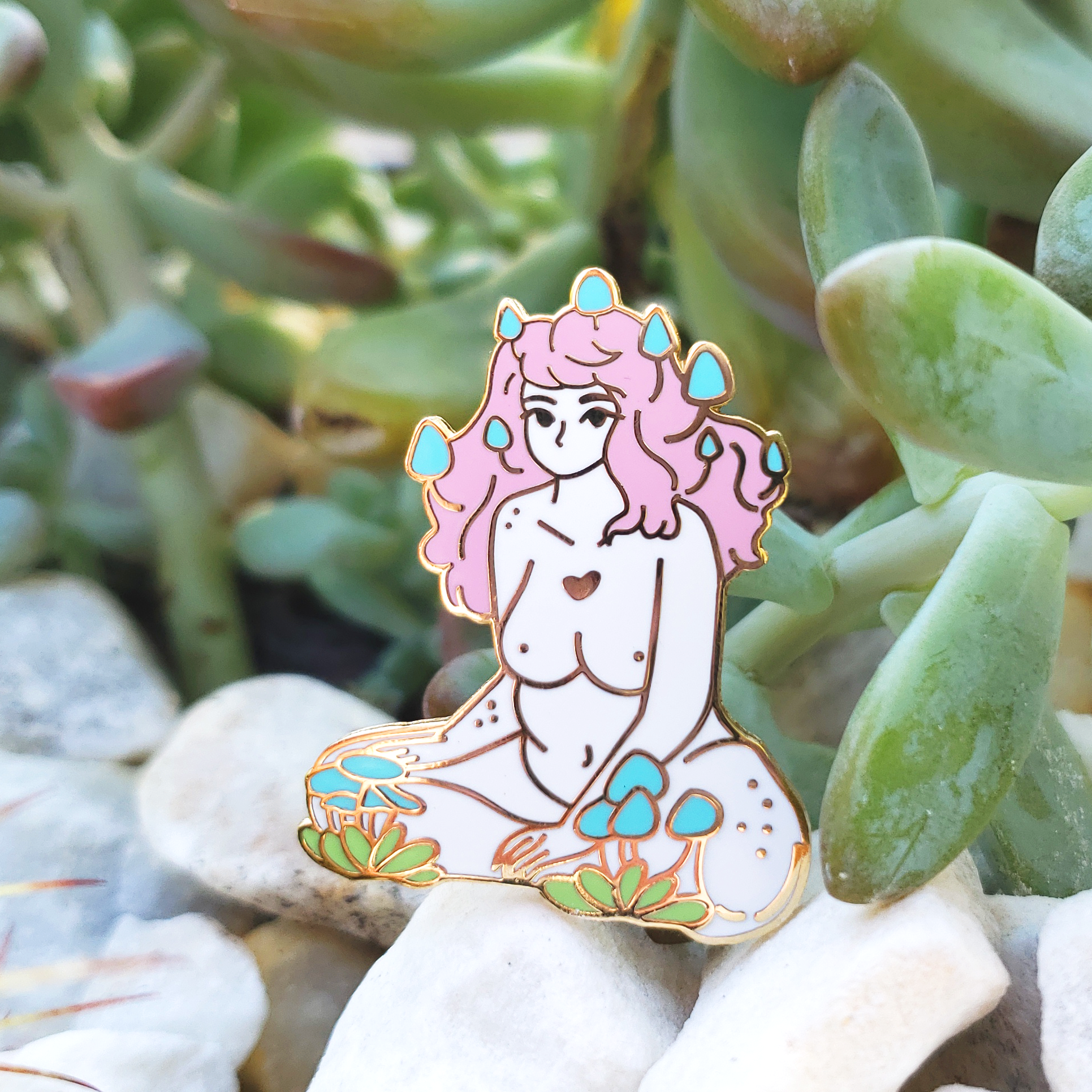 Pastel Cluster Mushroom Girl - Hard Enamel Pin - Concordia Style Boutique