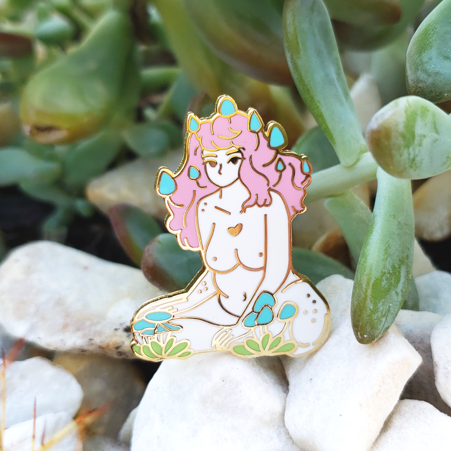 Pastel Cluster Mushroom Girl - Hard Enamel Pin - Concordia Style Boutique