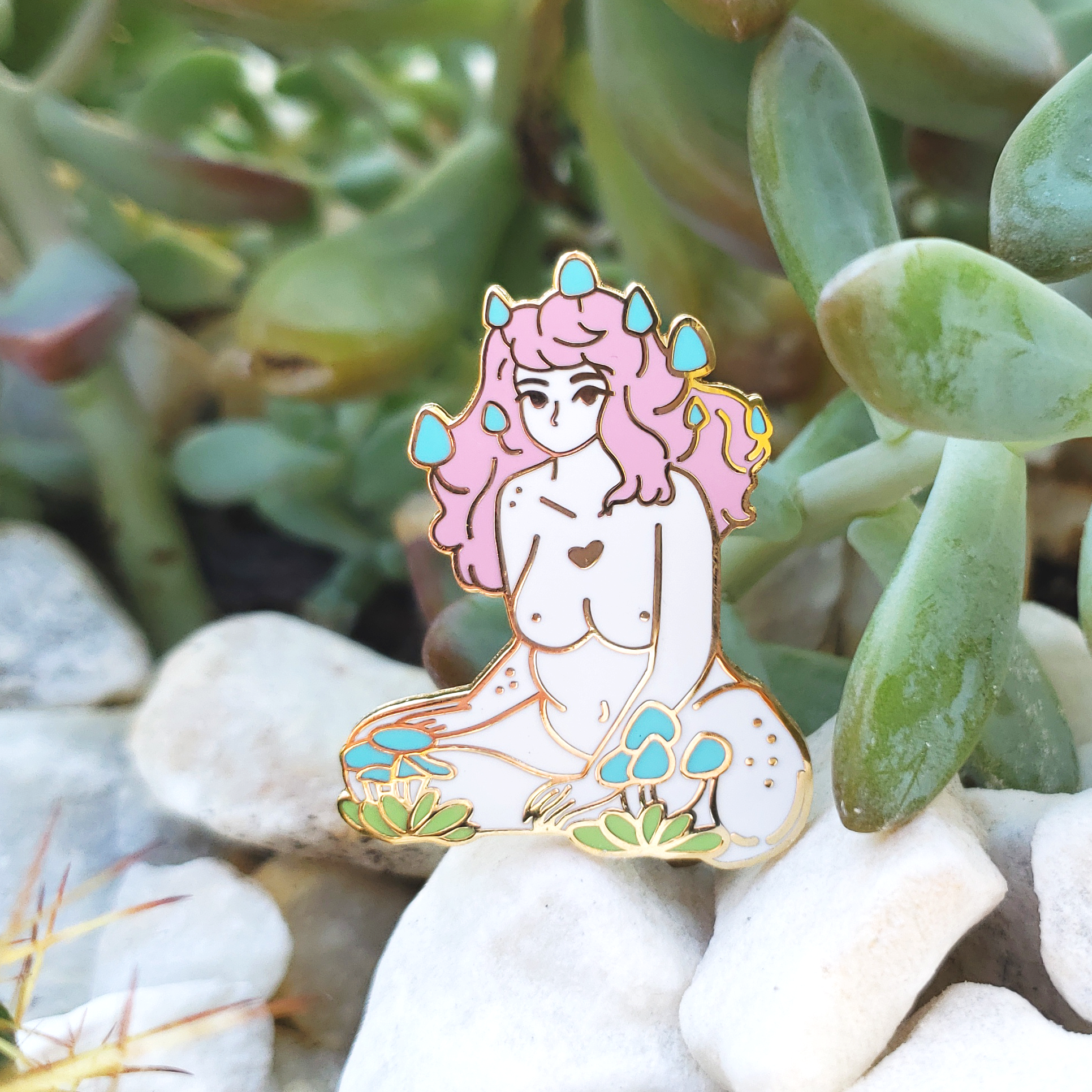 Pastel Cluster Mushroom Girl - Hard Enamel Pin - Concordia Style Boutique