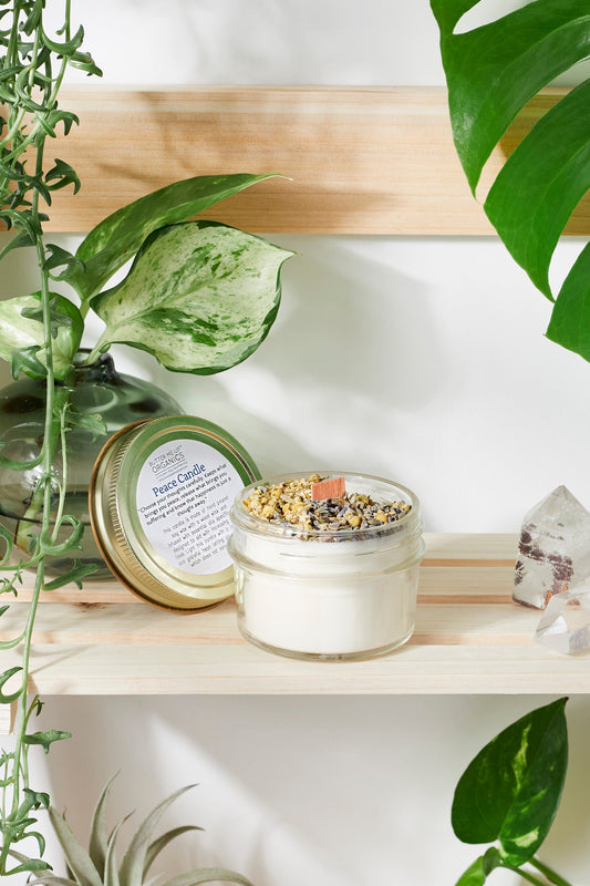 Peace Candle / Serenity Candle / Intention Candle / Ritual Candle / Crystal Candle / Pretty Candle / Organic Soy Wax Candle / Botanicals - Concordia Style Boutique