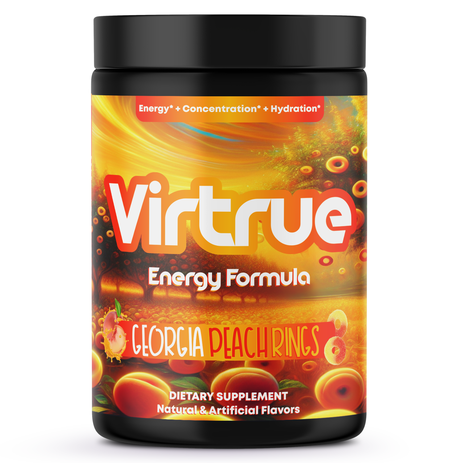 Georgia Peach Rings Pre-Workout Energy Powder + Focus Boost & Hydration | Sugar Free - Concordia Style Boutique