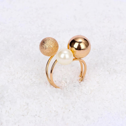 SPHERICAL PEARL RING (ADJUSTABLE) - Concordia Style Boutique