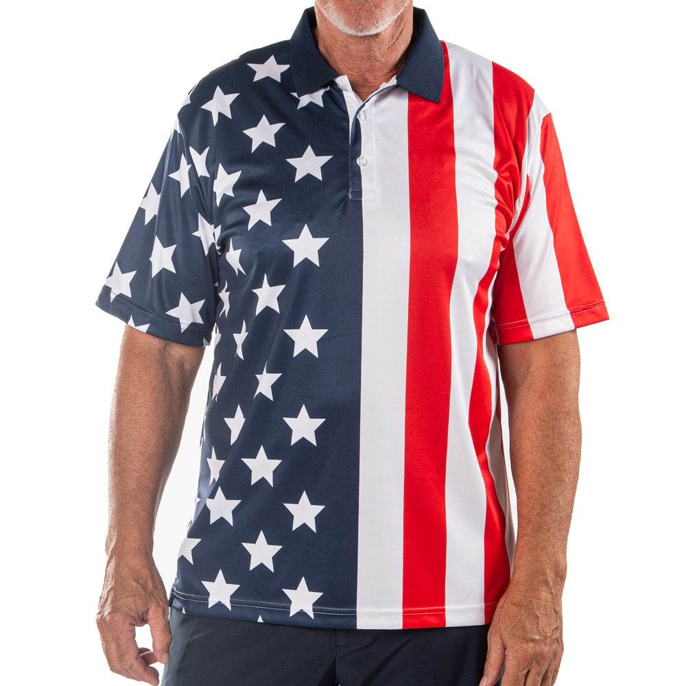 Men's Performance Golf American Flag Shirt - Concordia Style Boutique