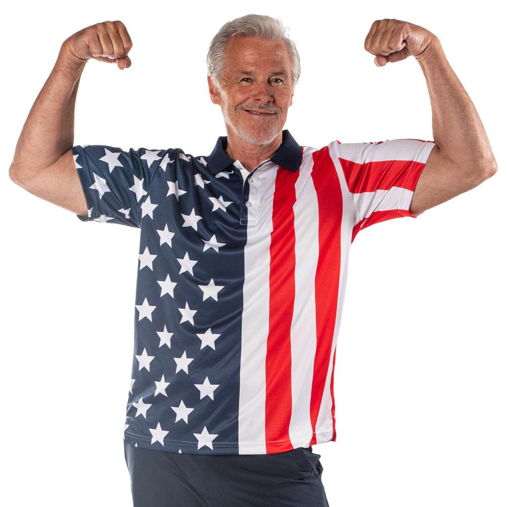 Men's Performance Golf American Flag Shirt - Concordia Style Boutique